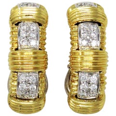 Roberto Coin Appassionata Pave Diamond Half Hoop Earrings 18 Karat Gold