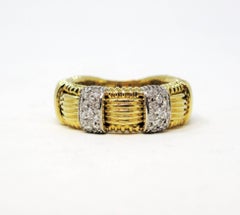 Roberto Coin Appassionata Pavé Diamond Woven Band Ring 18 Karat Yellow Gold 7