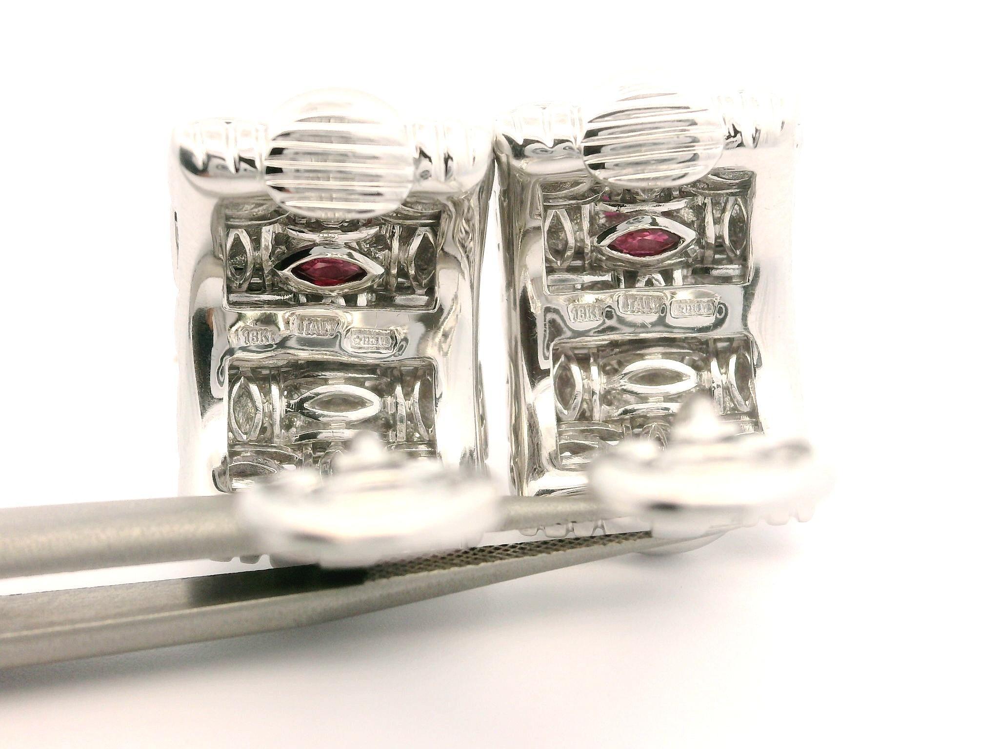 Roberto Coin Appassionata Solid 18k White Gold Weave Woven Cuff Earrings 7