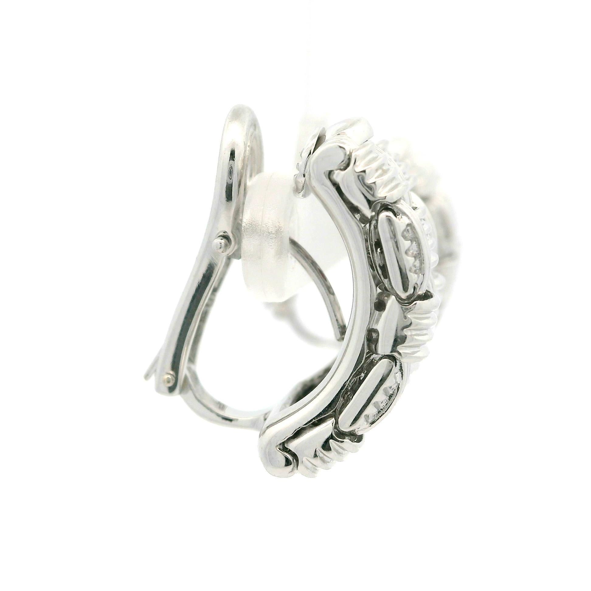 Roberto Coin Appassionata Solid 18k White Gold Weave Woven Cuff Earrings 1