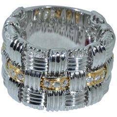 Roberto Coin Appassionata Two-Tone 3-Row Weaved Diamond Ring