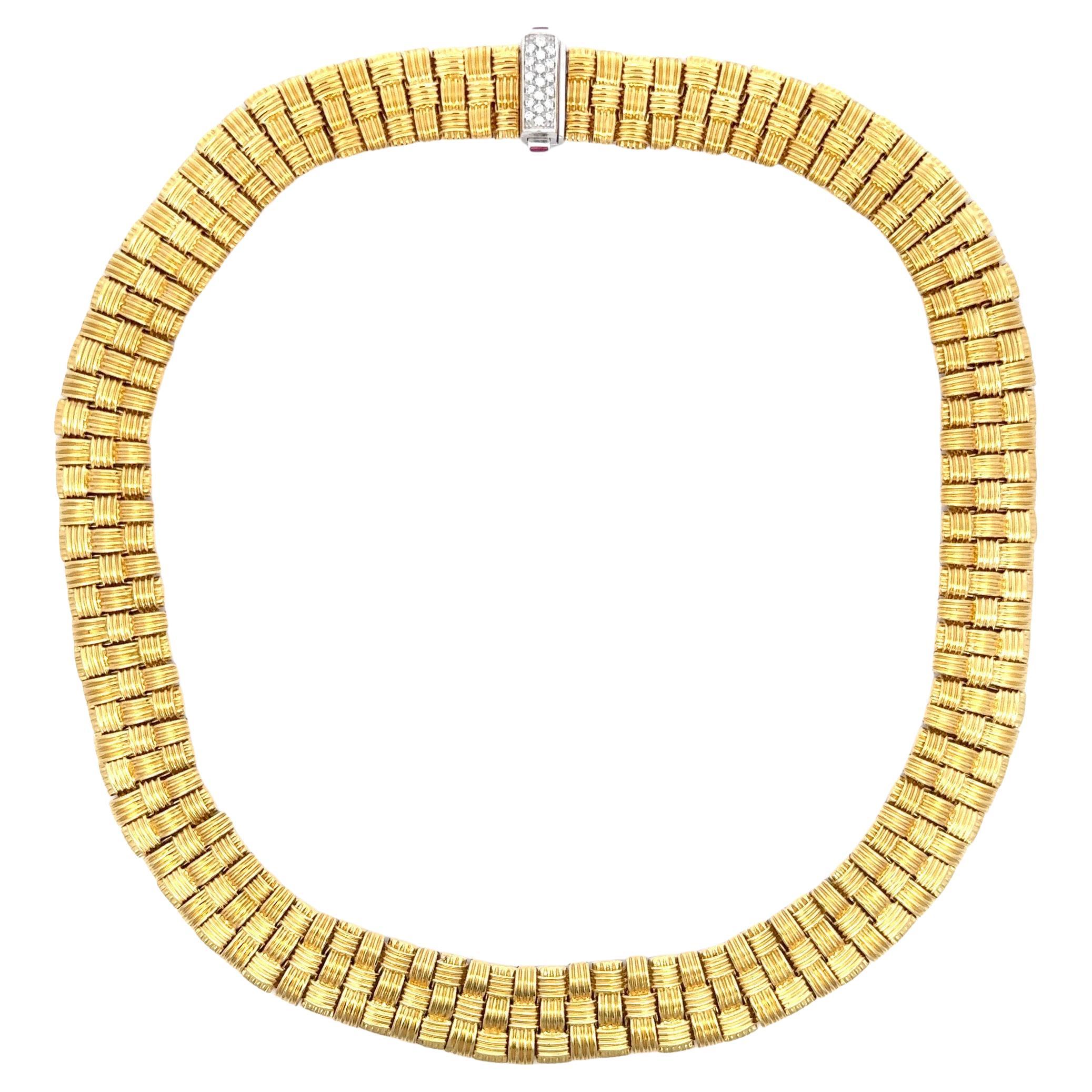 Roberto Coin Appassionata Woven Diamond Collar Necklace 119.4 Grams 18KT Gold