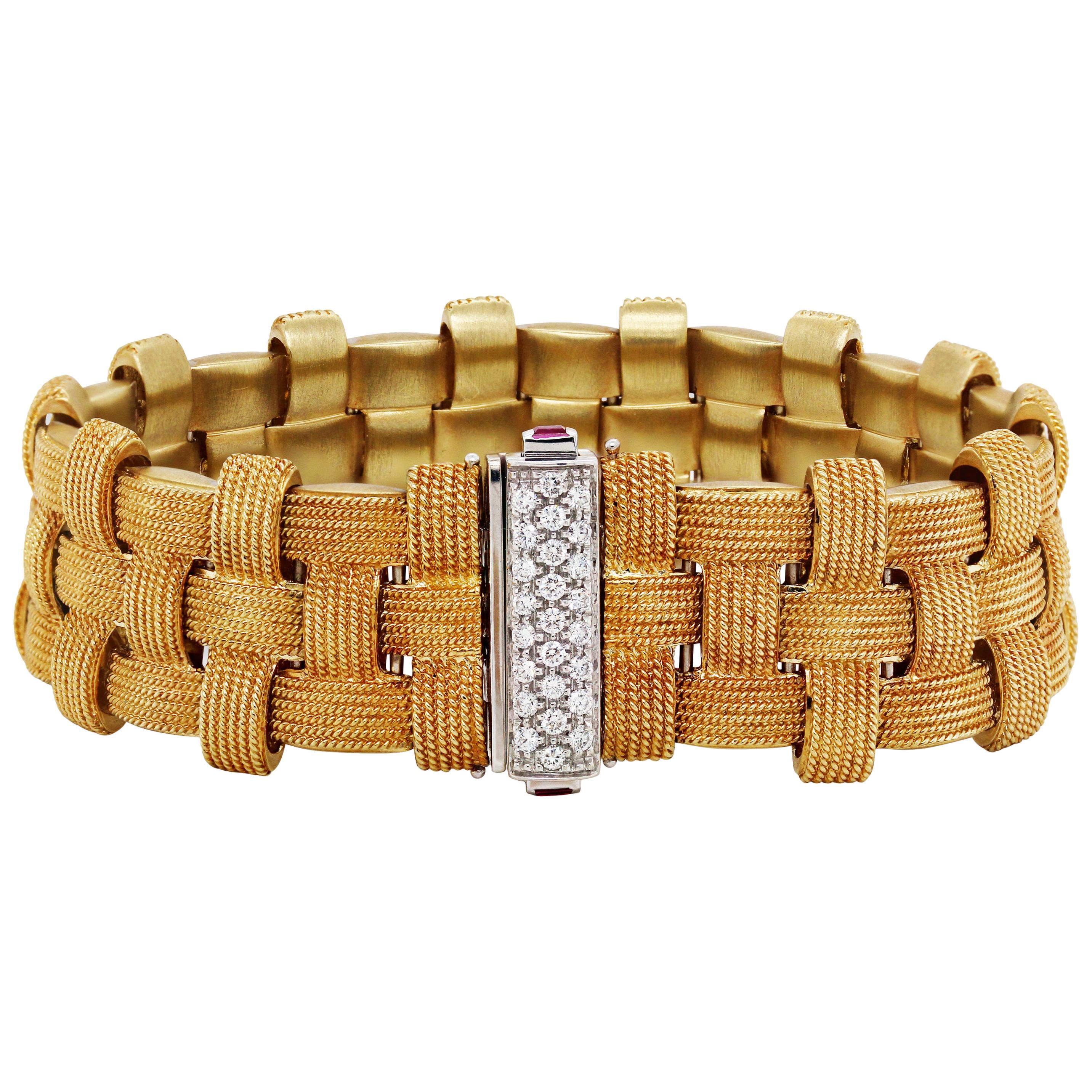 Roberto Coin Appassionata Yellow Gold and Diamond Bracelet