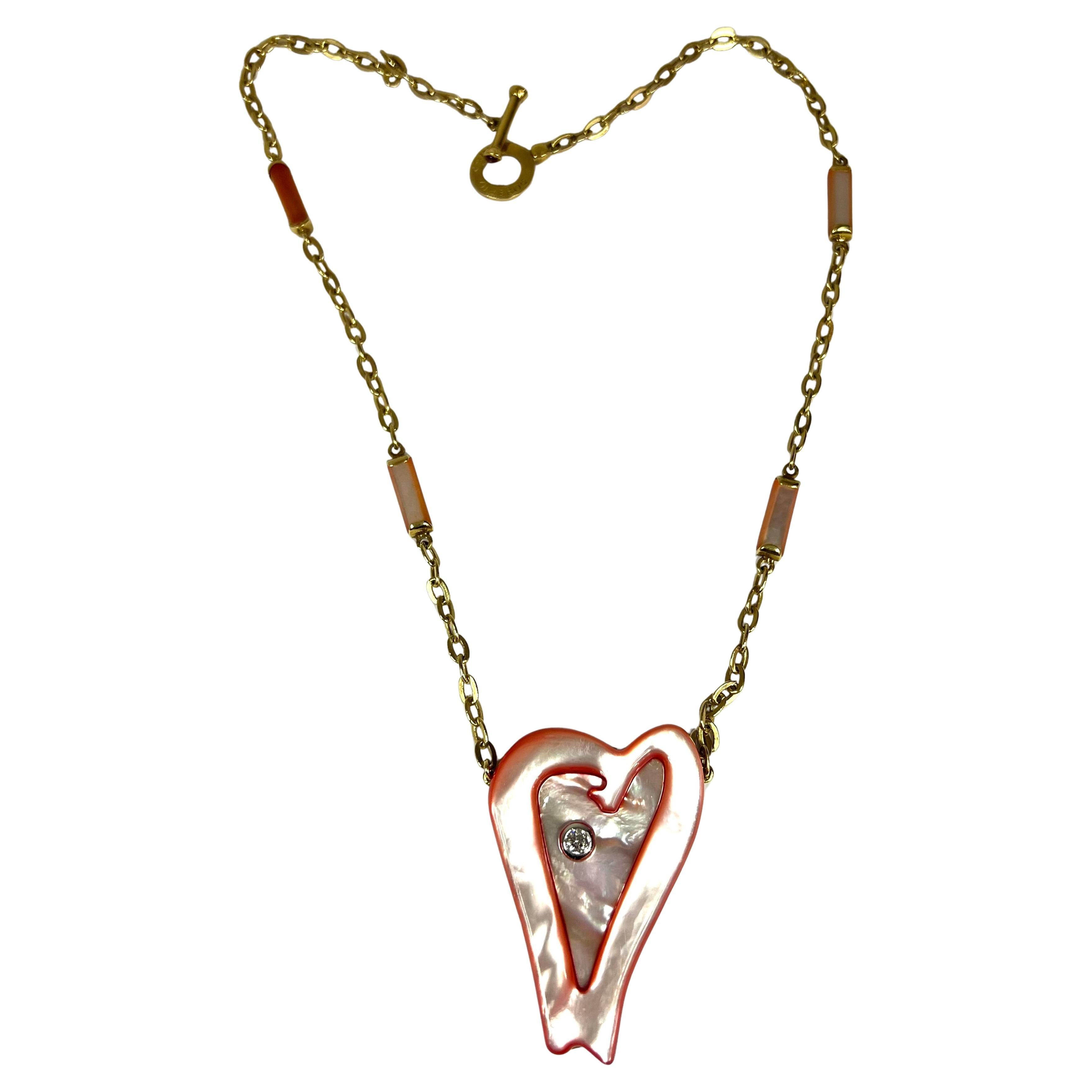 Roberto Coin Ariel´s Heart of Hope MOP and 18K Yellow Gold heart pendant