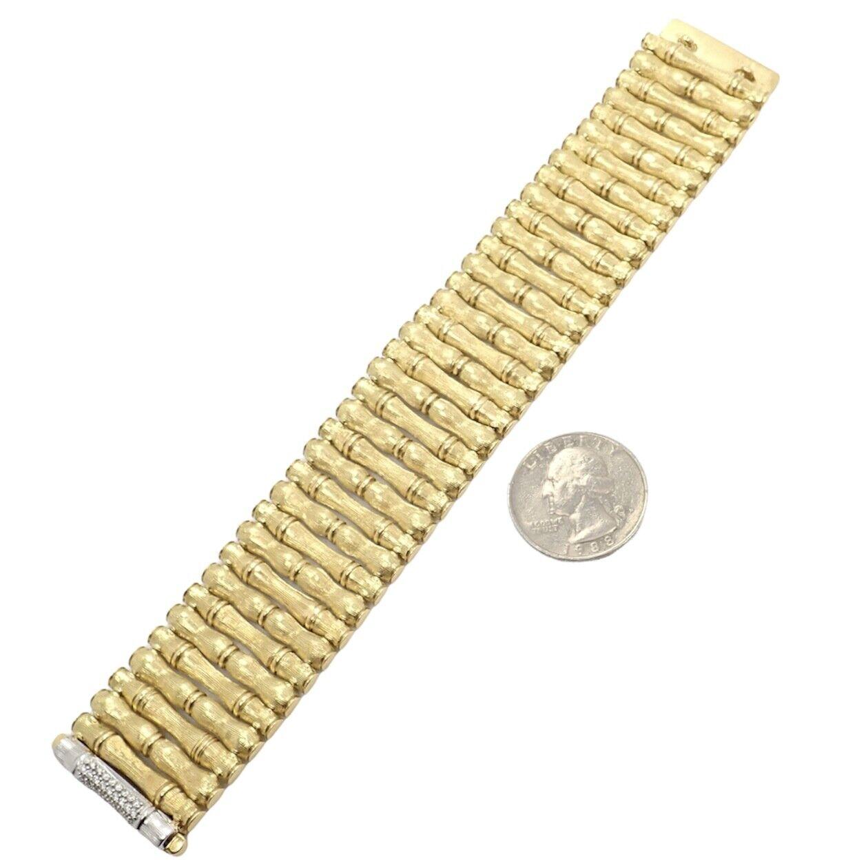 Roberto Coin Bracelet large en or jaune avec diamants et rubis en forme de bambou en vente 7