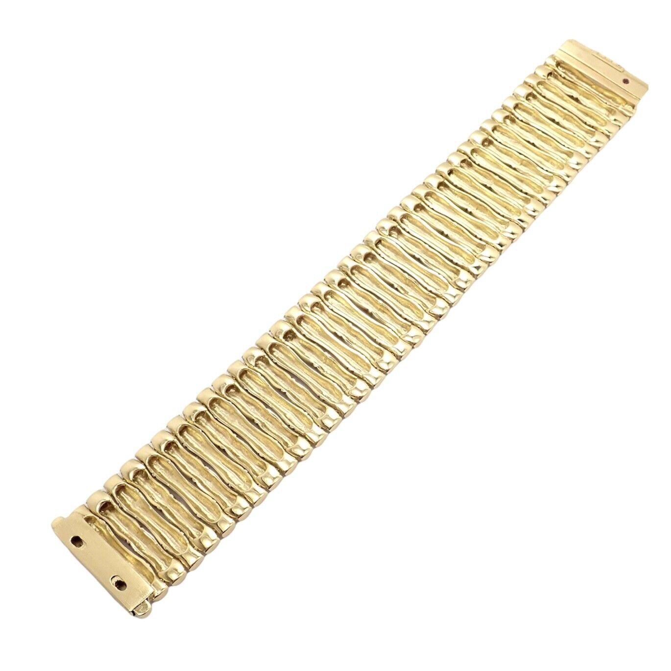 Roberto Coin Bamboo Diamond Ruby Wide Yellow Gold Bracelet In Excellent Condition For Sale In Holland, PA