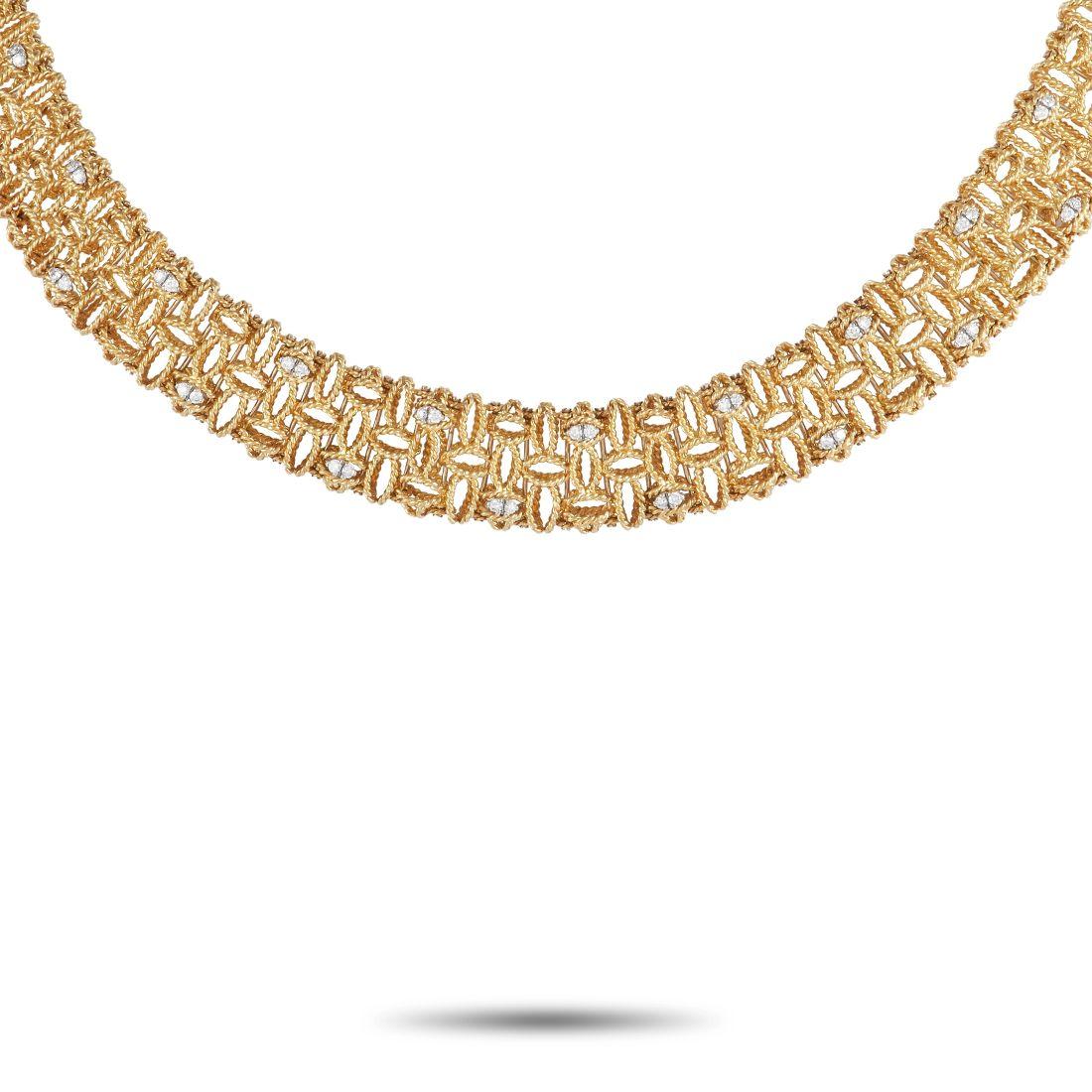 Roberto Coin Barocco 18K Yellow Gold 1.50 Ct Diamond Necklace In Excellent Condition In Southampton, PA