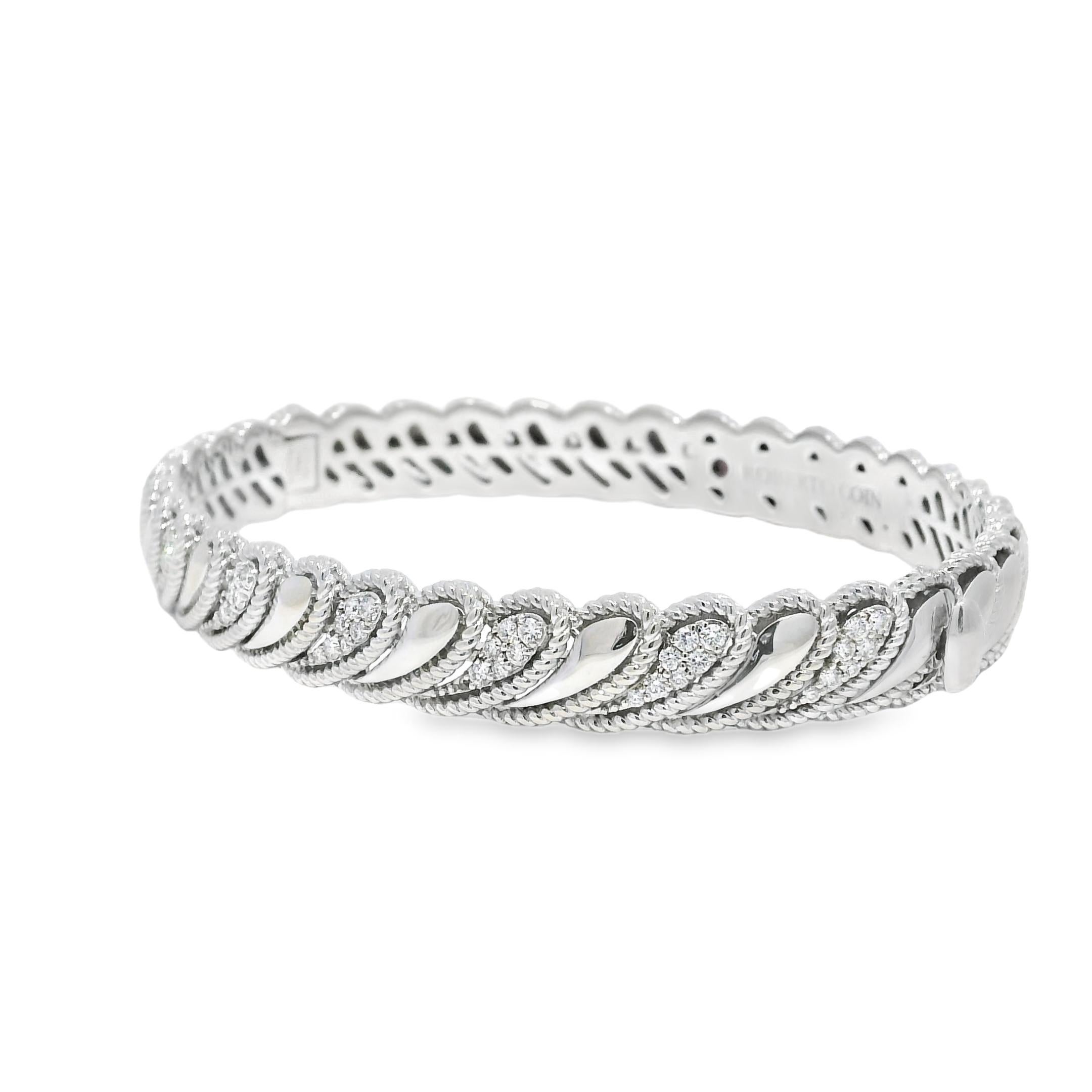 Moderne Roberto Coin Barocco Bracelet à charnière 18 carats avec diamant byzantin En stock en vente