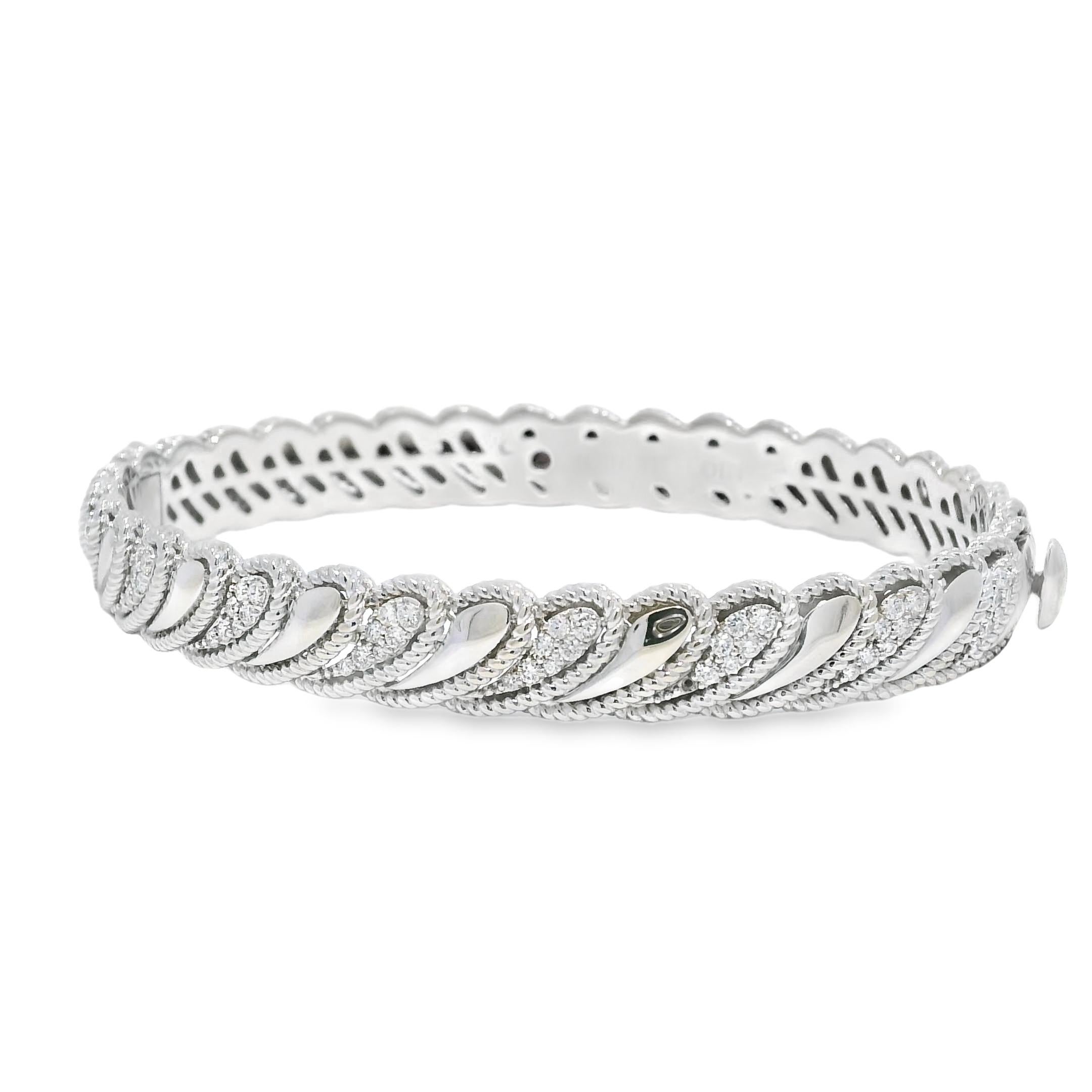 Taille ronde Roberto Coin Barocco Bracelet à charnière 18 carats avec diamant byzantin En stock en vente