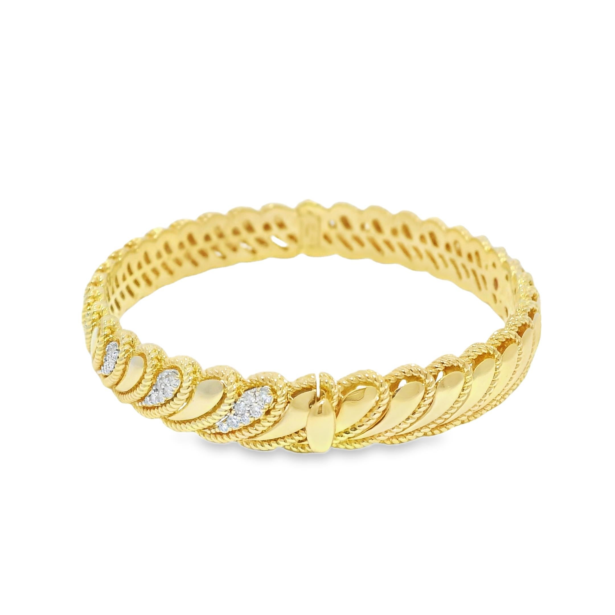 Roberto Coin Barocco Bracelet à charnière 18 carats avec diamant byzantin En stock Excellent état - En vente à Boca Raton, FL