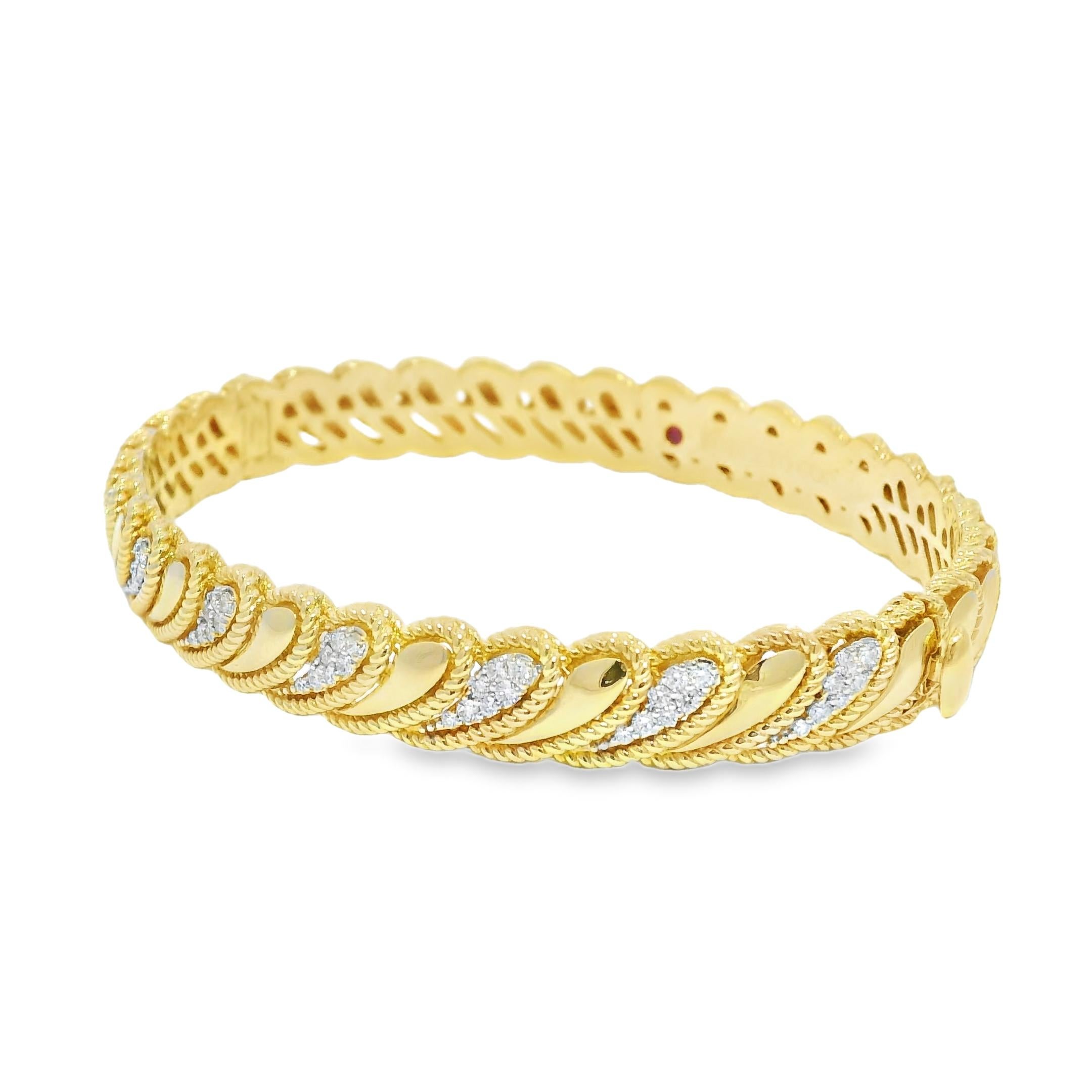 Roberto Coin Barocco Bracelet à charnière 18 carats avec diamant byzantin En stock Pour femmes en vente