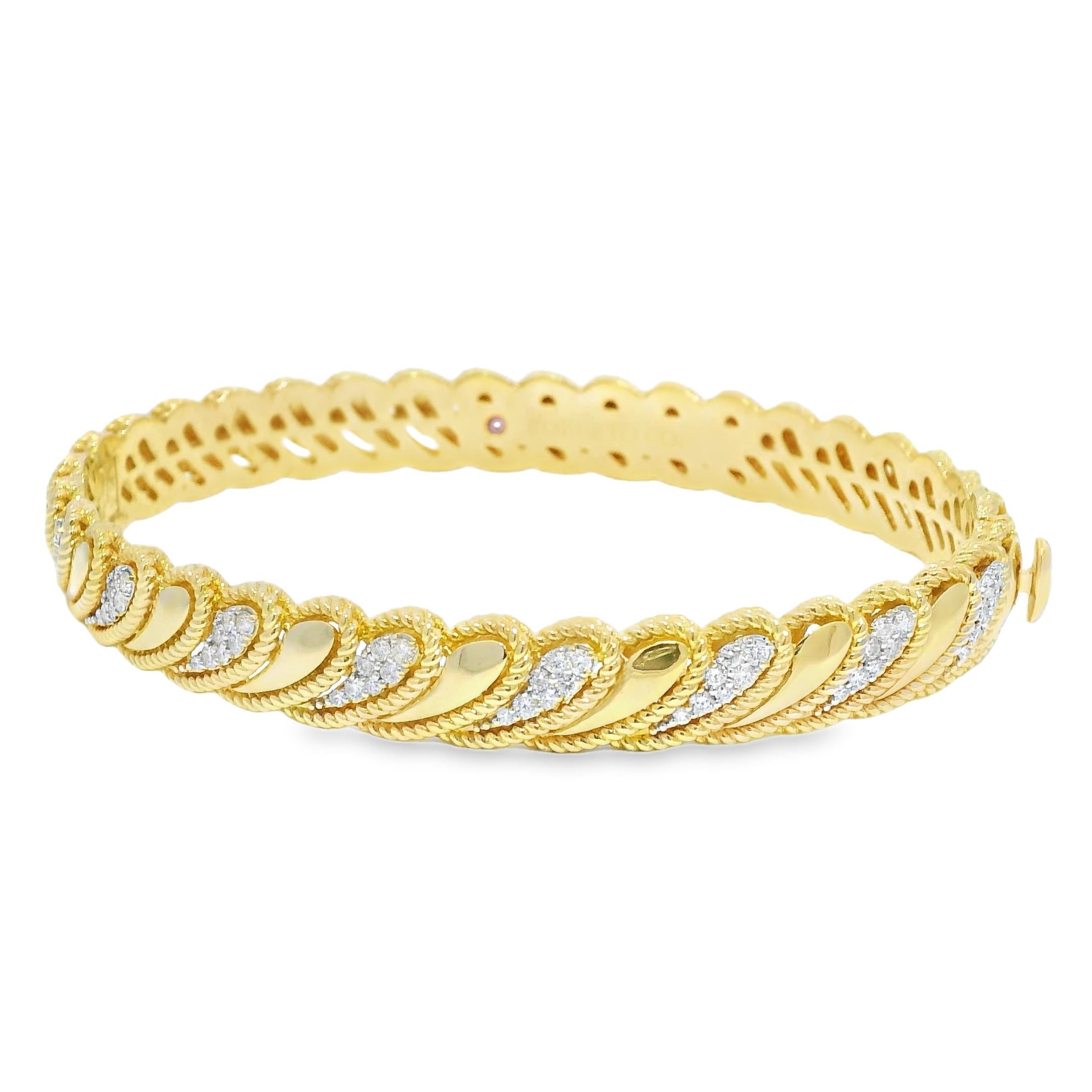 Roberto Coin Barocco Bracelet à charnière 18 carats avec diamant byzantin En stock en vente 1