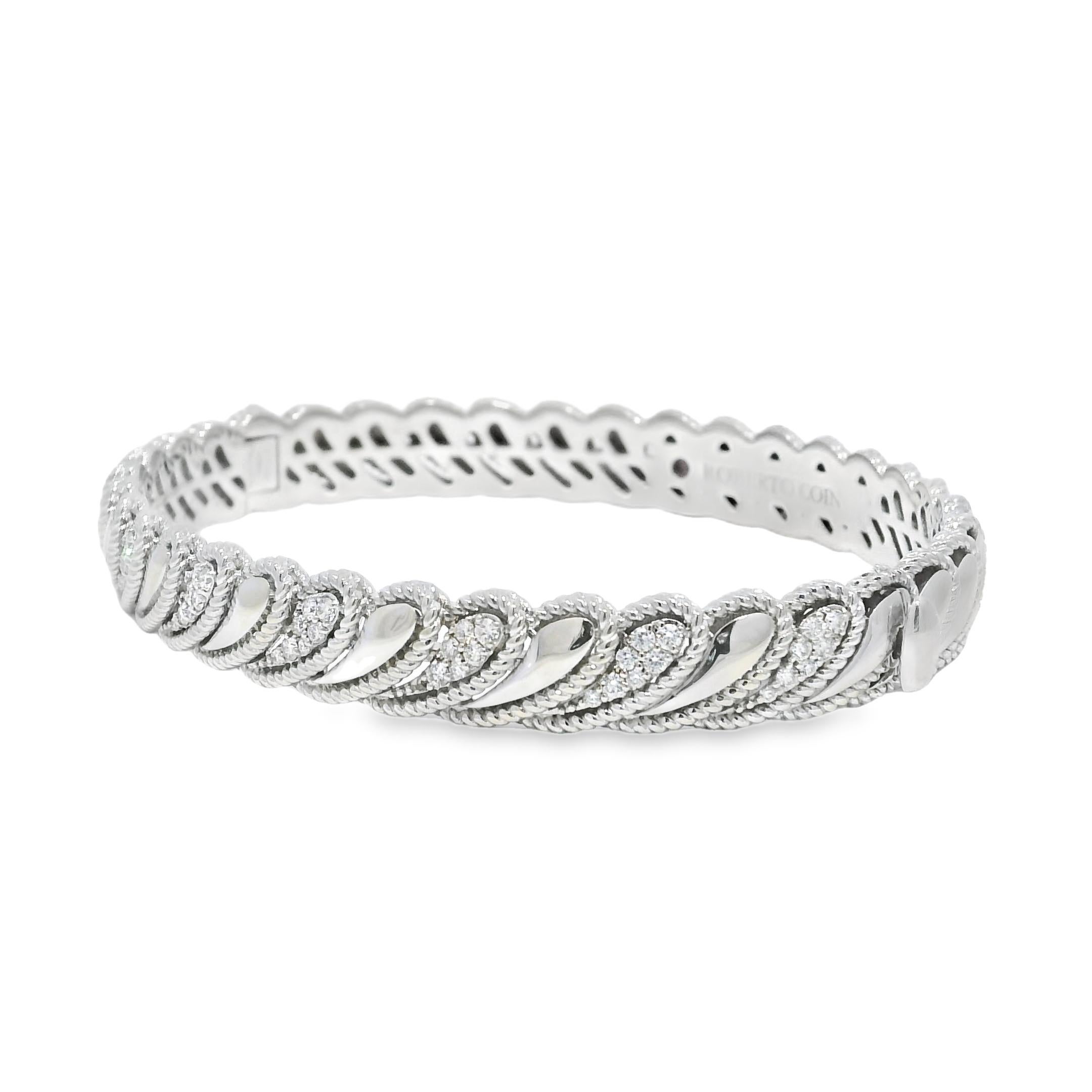 Roberto Coin Barocco Bracelet à charnière 18 carats avec diamant byzantin En stock en vente 2
