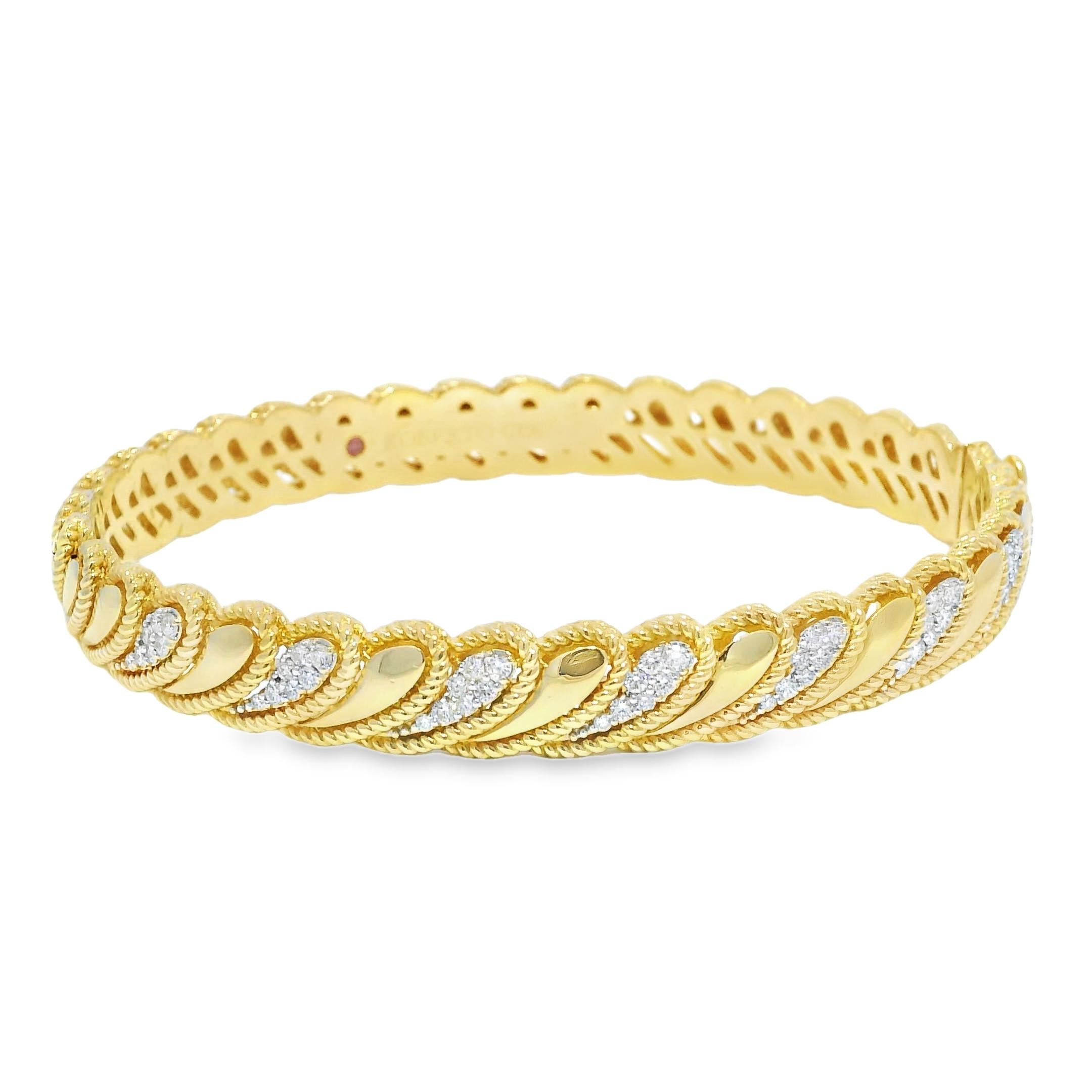 Roberto Coin Barocco Bracelet à charnière 18 carats avec diamant byzantin En stock en vente 2