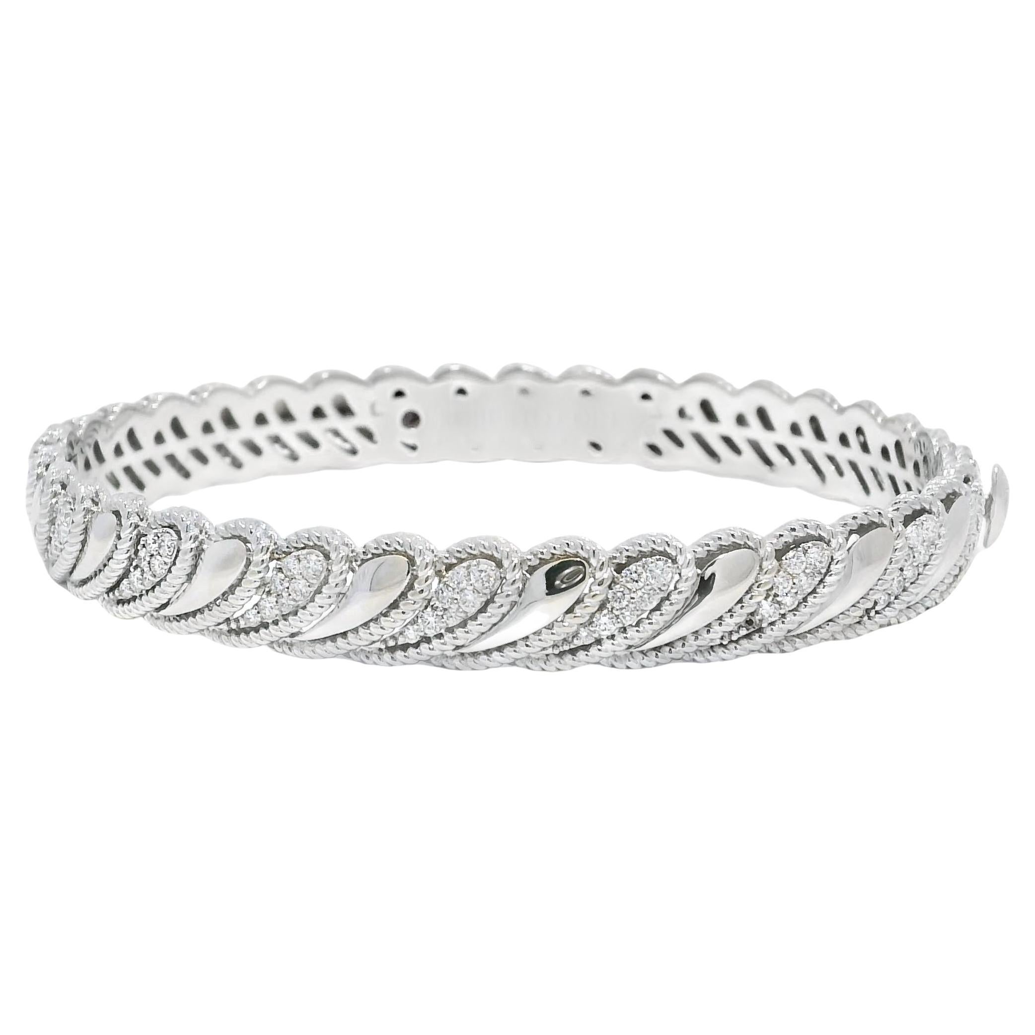 Roberto Coin Barocco Byzantine Diamond 18-Karat Hinged Bracelet In Stock