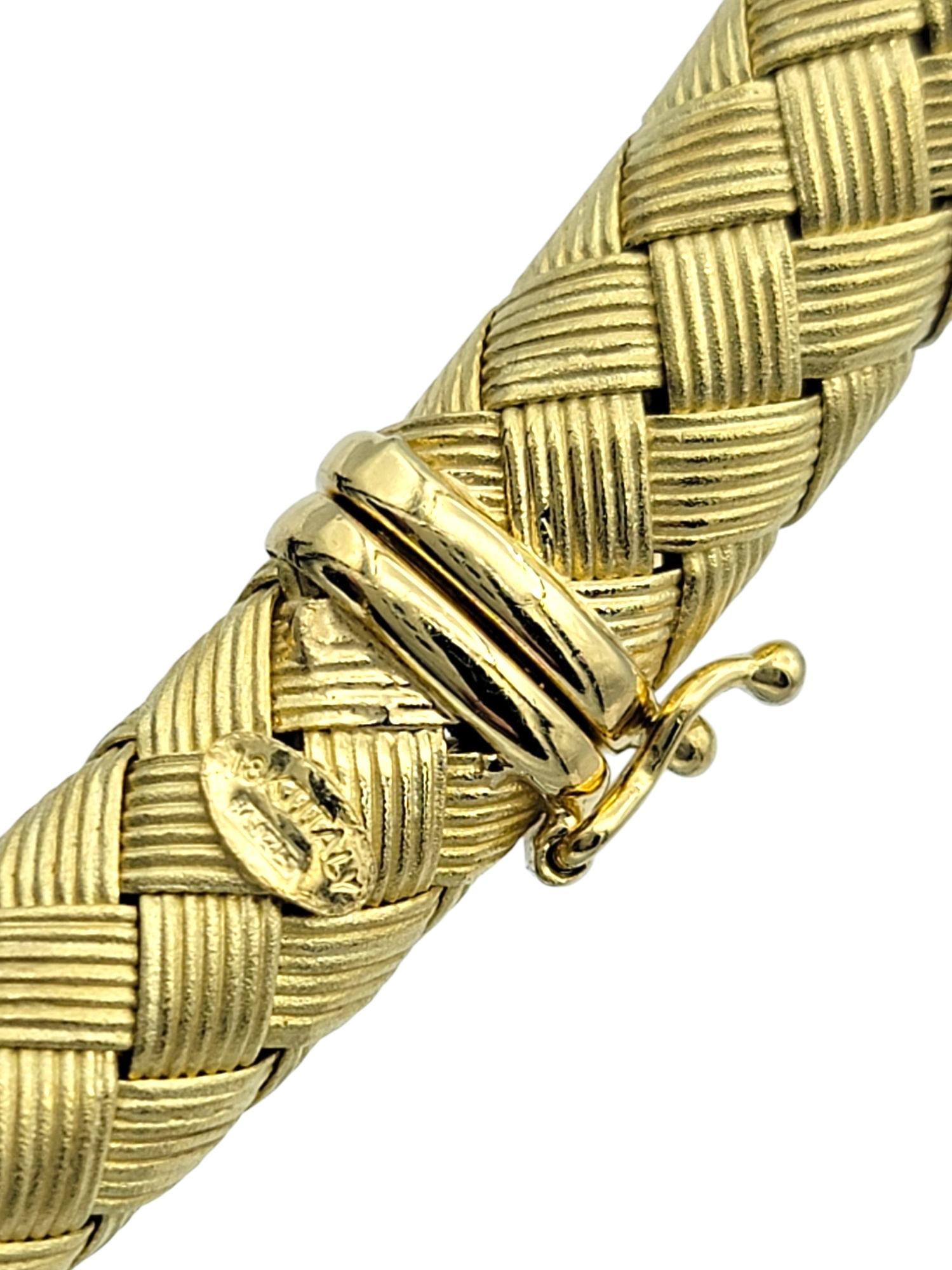 Roberto Coin Korbgeflecht-Halskette mit Diamanten aus 18 Karat Gelbgold im Angebot 1