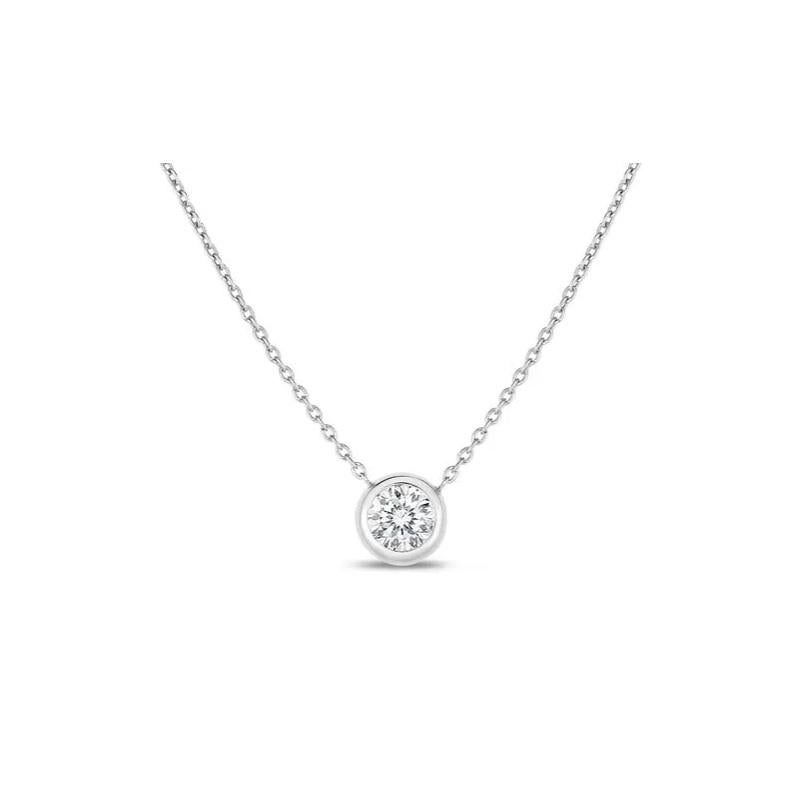 Round Cut Roberto Coin Bezel Set Solitaire Necklace 001954AWCH20 For Sale