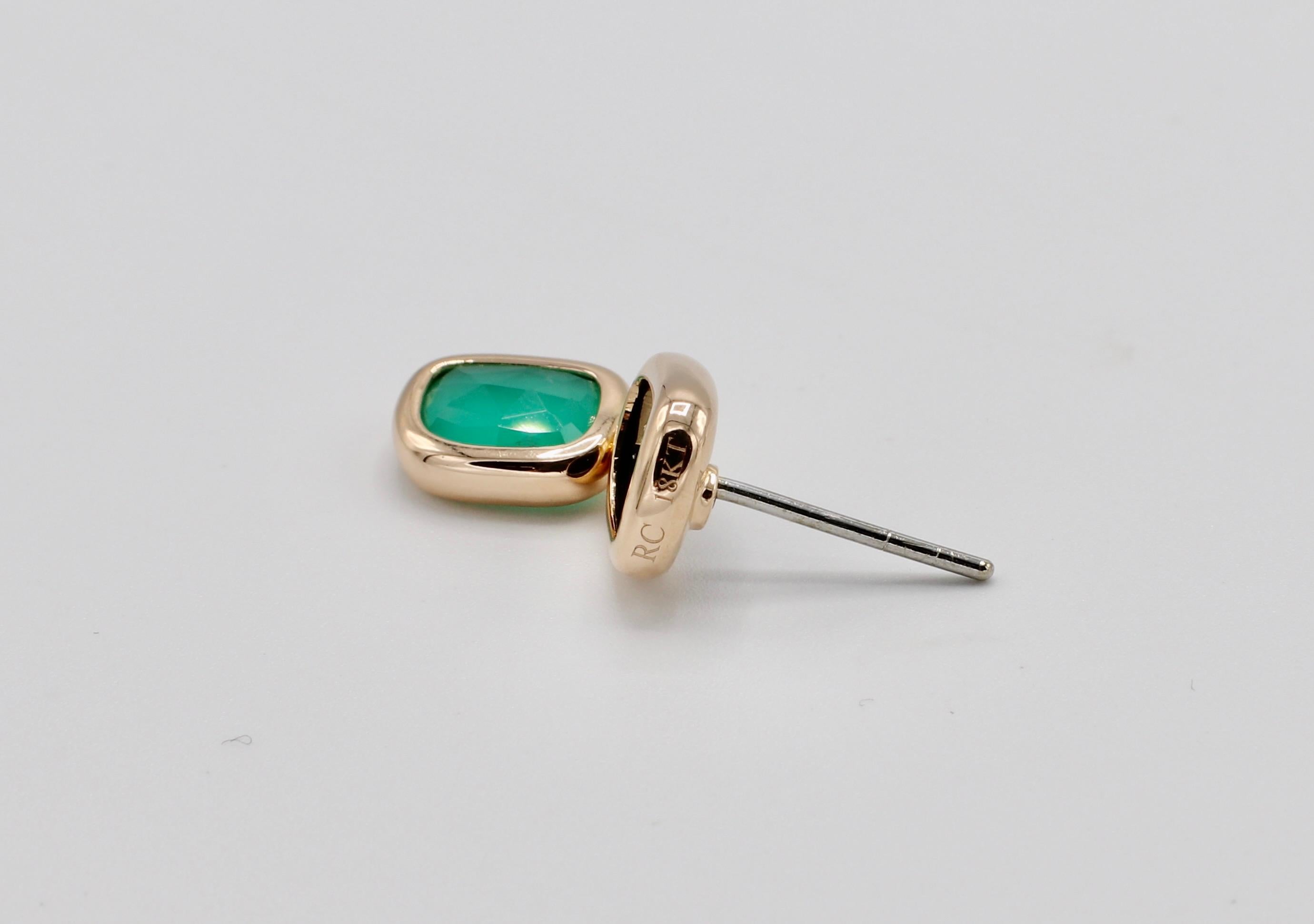 Modern Roberto Coin Black Jade & Agate 18 Karat Rose Gold Drop Earrings