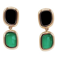 Roberto Coin Black Jade & Agate 18 Karat Rose Gold Drop Earrings