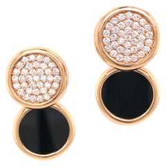 Roberto Coin Black Jade and Diamond Earring in 18K Rose Gold