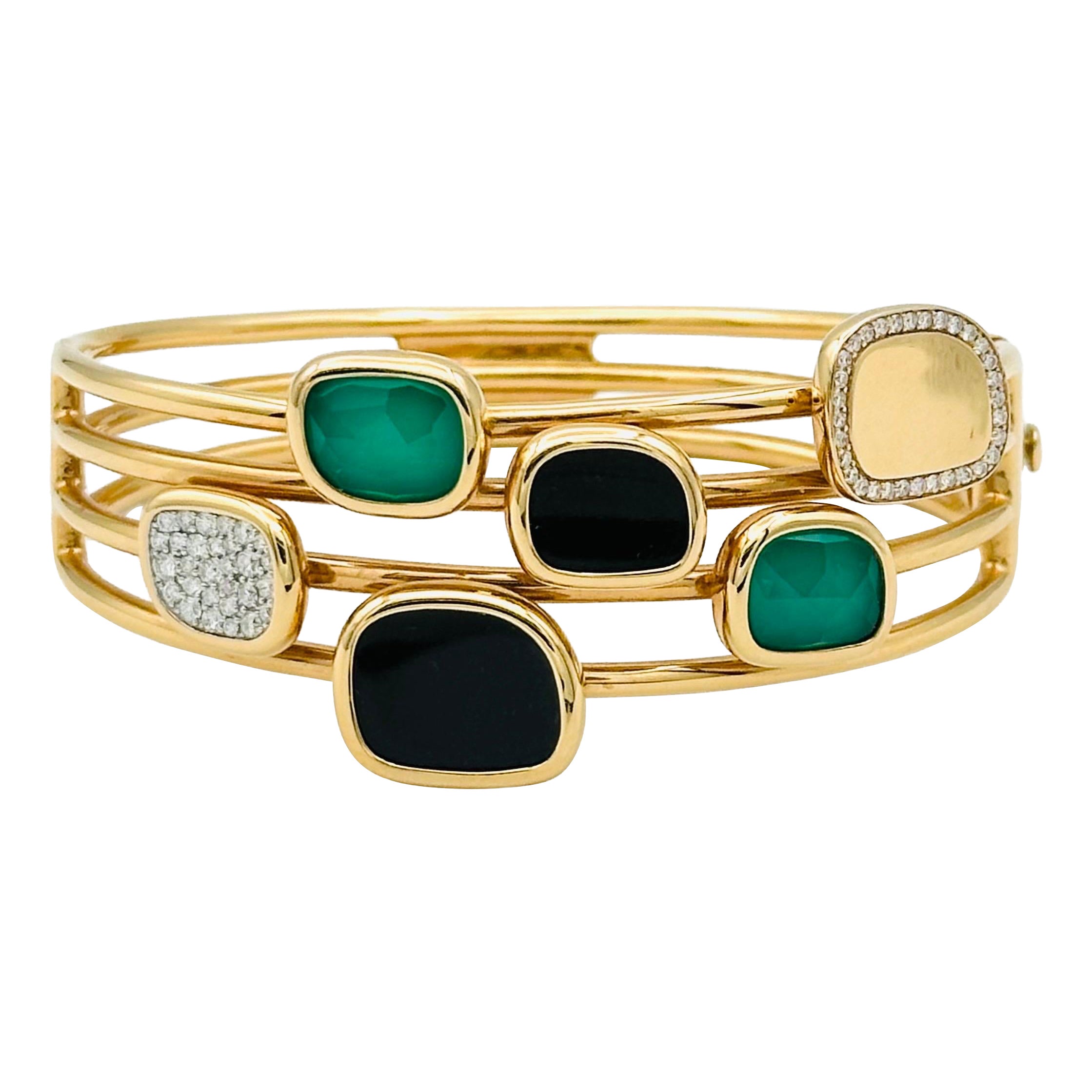 Roberto Coin Black Jade Bracelet with Agate , and Diamonds For Sale