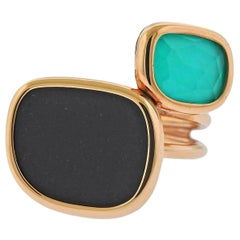 Roberto Coin Black Jade Chrysoprase Crystal Gold Ring