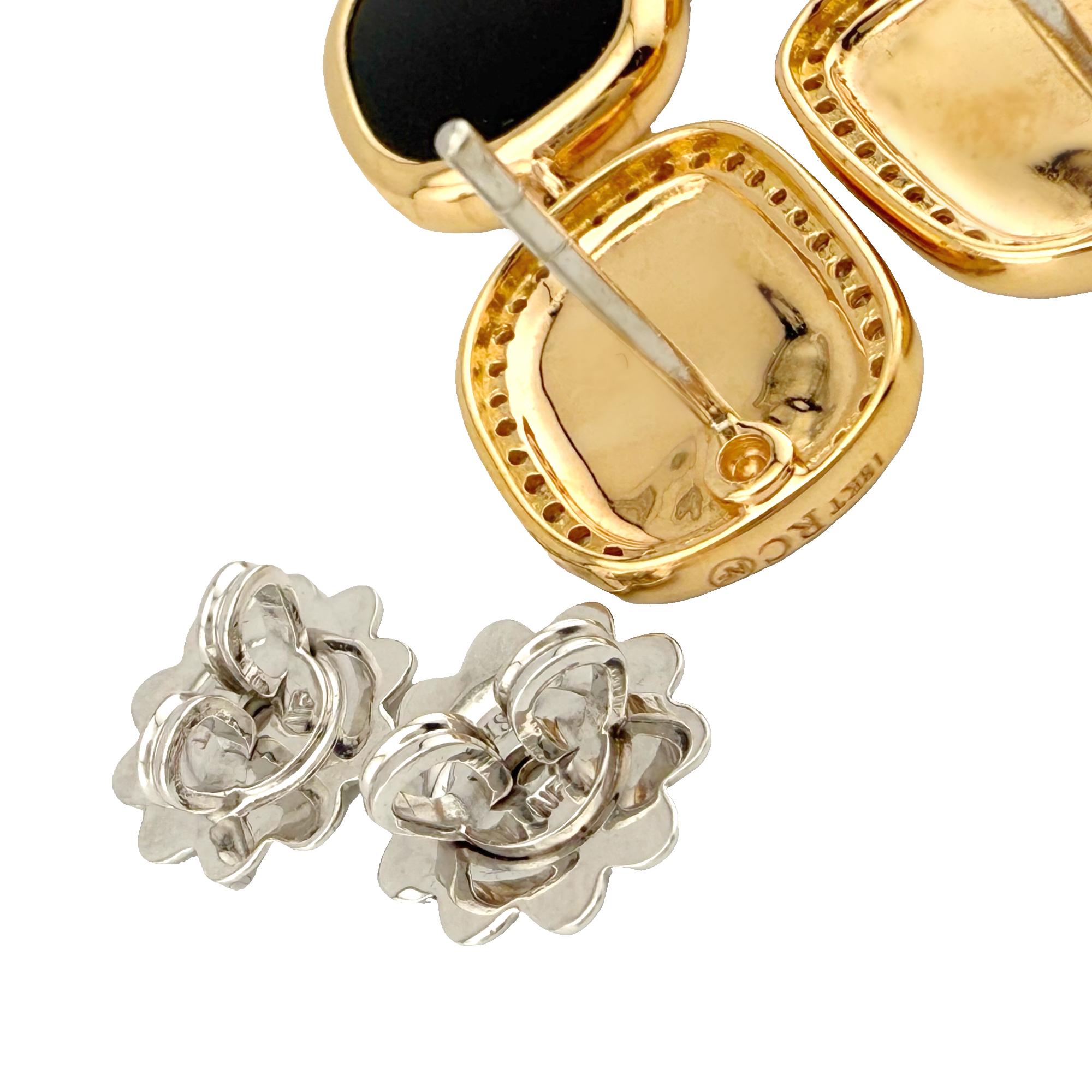 ROBERTO COIN Orecchini a goccia in giada nera e diamanti in oro rosa e oro bianco 18k in vendita 5