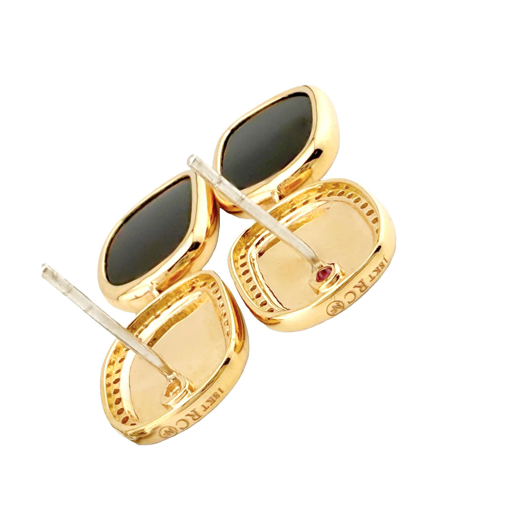 ROBERTO COIN Orecchini a goccia in giada nera e diamanti in oro rosa e oro bianco 18k in vendita 7