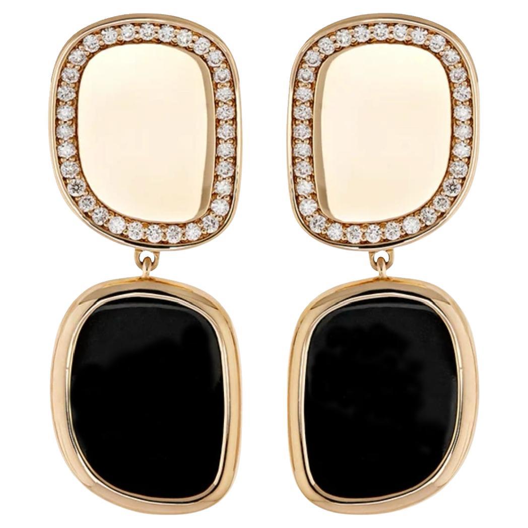 ROBERTO COIN Orecchini a goccia in giada nera e diamanti in oro rosa e oro bianco 18k in vendita 8