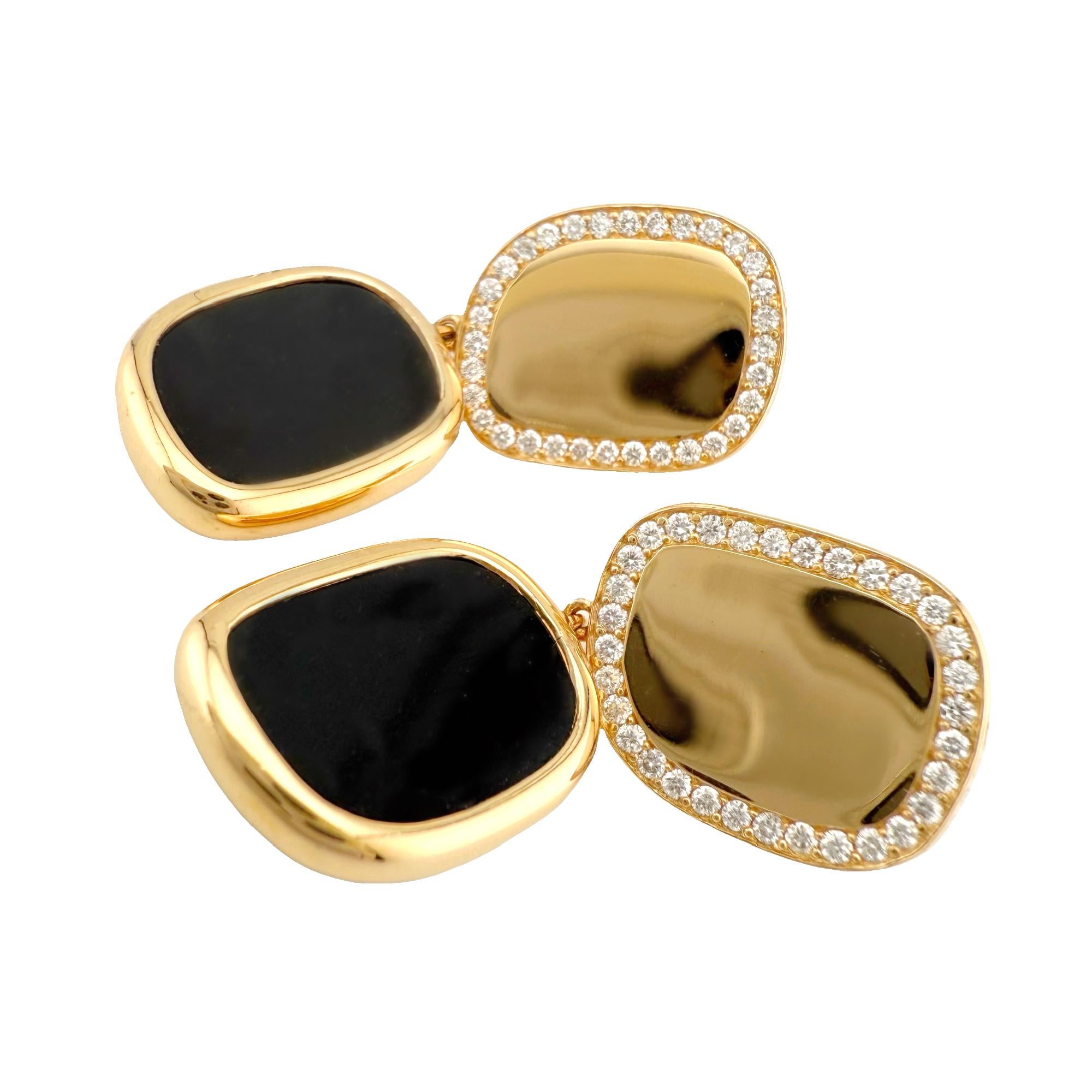 ROBERTO COIN Orecchini a goccia in giada nera e diamanti in oro rosa e oro bianco 18k in vendita 3