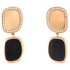 ROBERTO COIN Tropfenohrringe aus 18 Karat Roségold und Weißgold mit schwarzer Jade und Diamant