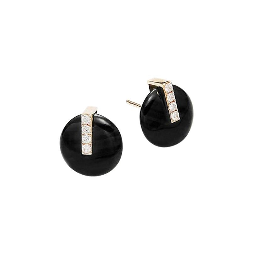 Roberto Coin Black Jade Diamond Earring 8882317AXERBJ