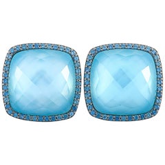 Roberto Coin Black Rhodium-Plated and 18 Karat Gold Sapphire and Topaz Earrings