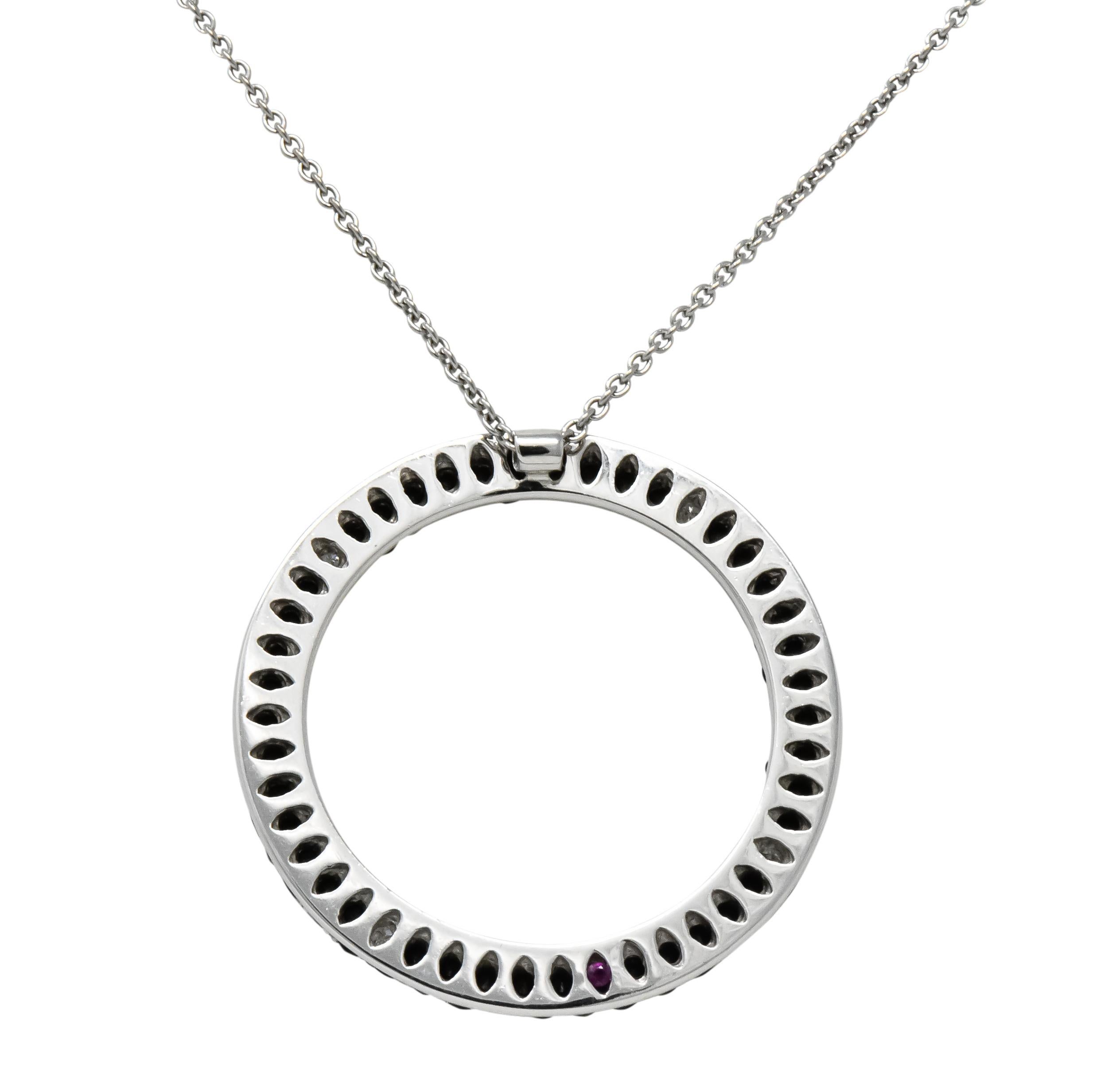 Women's or Men's Roberto Coin Black Sapphire Diamond 18 Karat White Gold Fantasia Drop Necklace