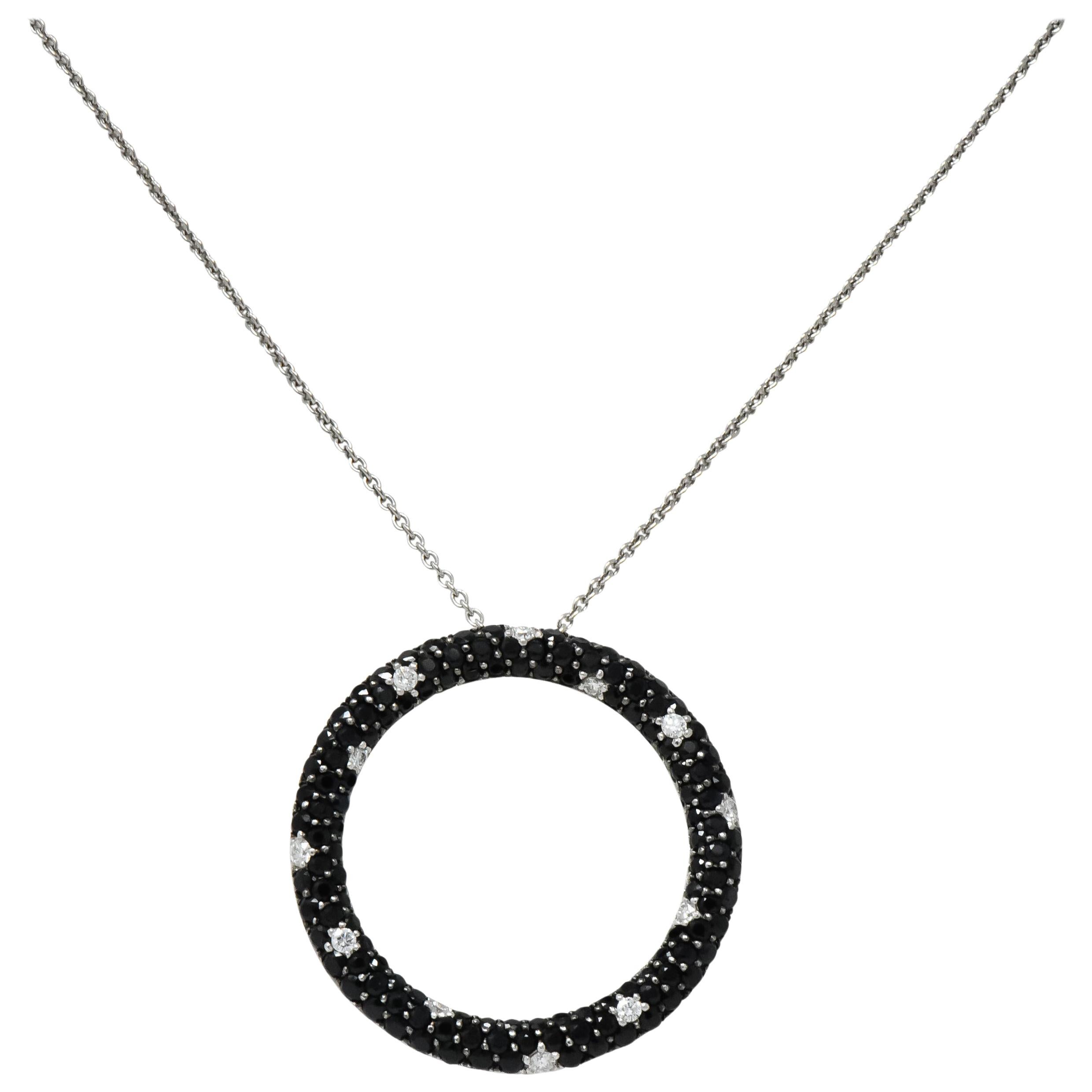 Roberto Coin Black Sapphire Diamond 18 Karat White Gold Fantasia Drop Necklace