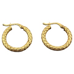 Roberto Coin Braided Hoop Earrings  Yellow Gold Woven Design  4.16 Grams