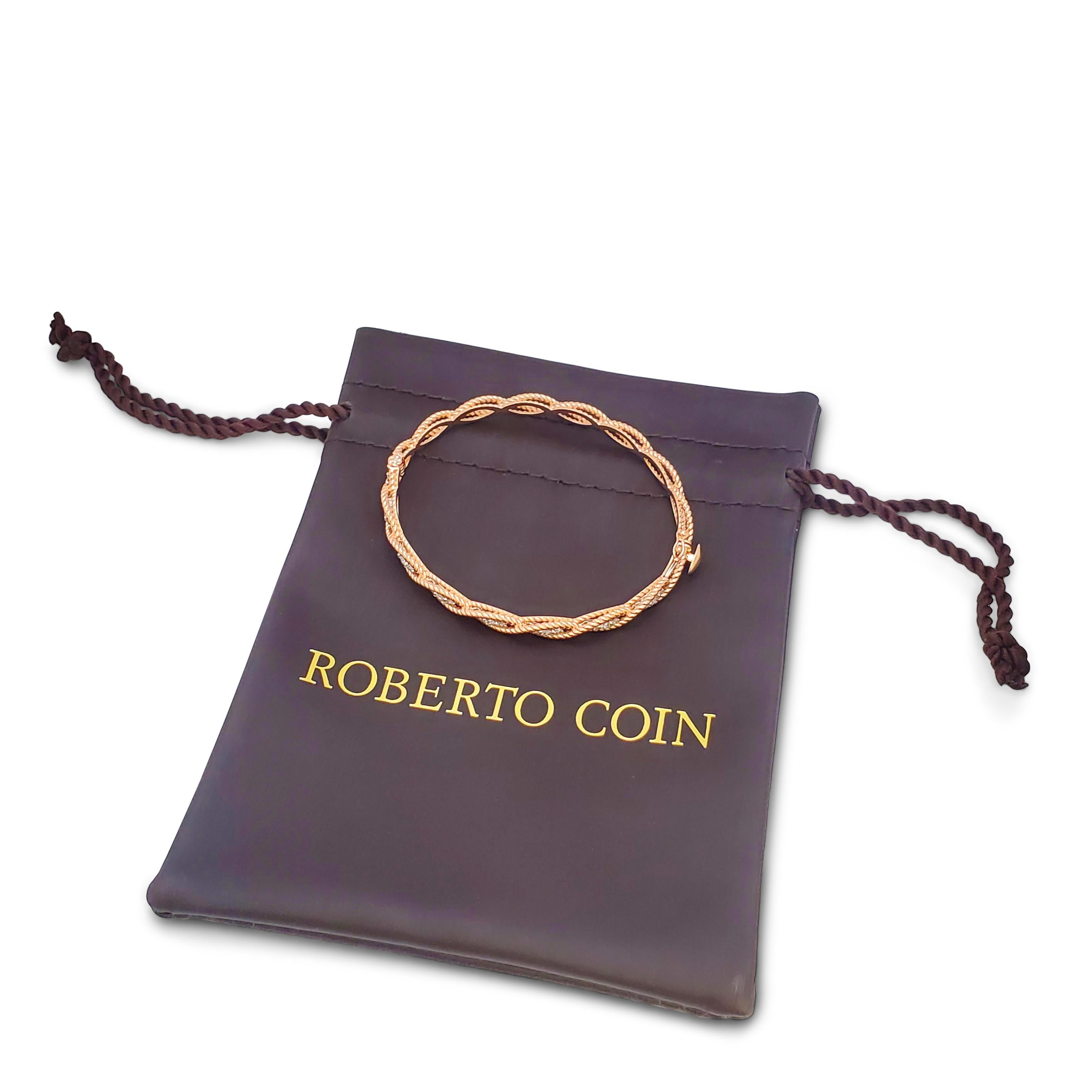 Roberto Coin Brocco Rose Gold Diamond Bracelet In Excellent Condition In New York, NY