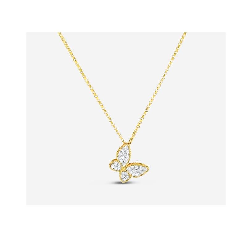Round Cut Roberto Coin Butterfly Pendent with Diamonds 7771771AJ18X For Sale