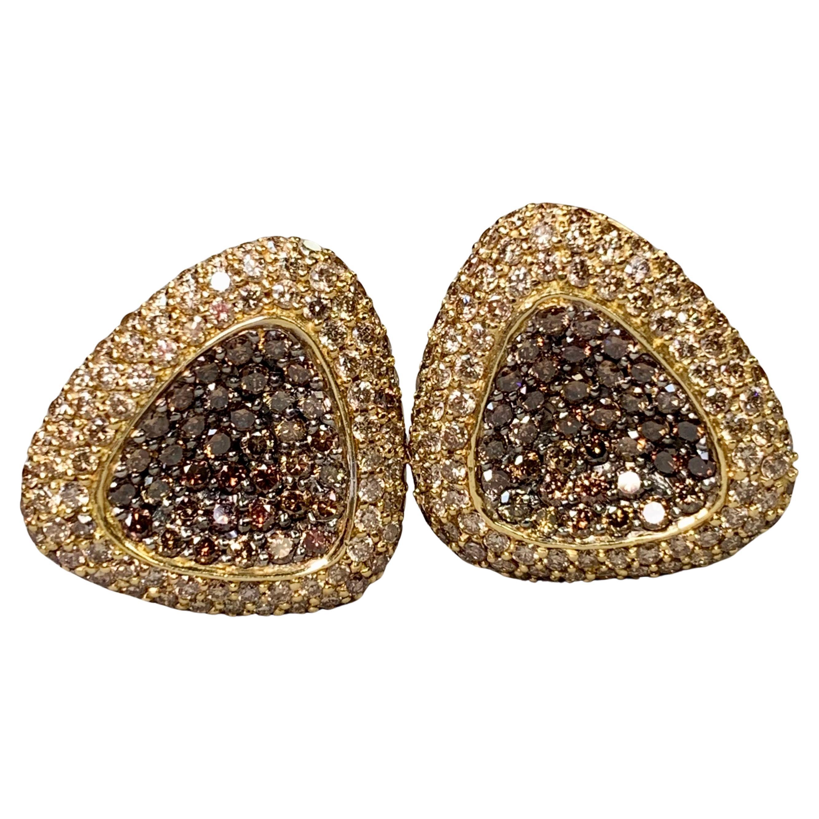 Roberto Coin Capri 18K Fancy Brown Diamond Angular Omega Back Huggie Earrings