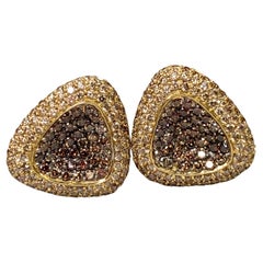 Roberto Coin Capri 18K Diamante Marrón Fancy Pendientes Angulares Omega Back Huggie