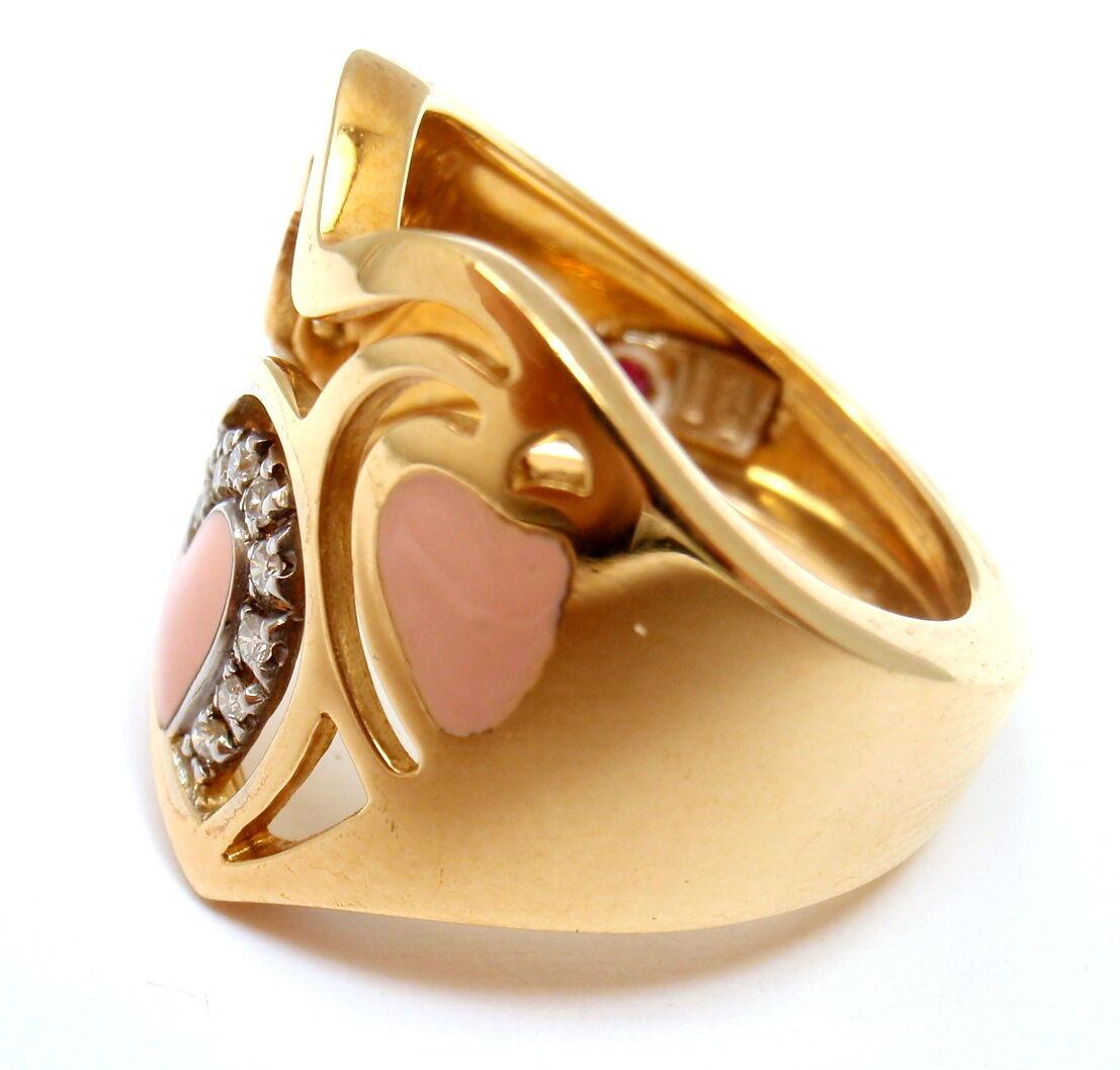 Roberto Münze Capri Diamant Rosa Emaille Herz Gelbgold Ring im Zustand „Hervorragend“ in Southampton, PA