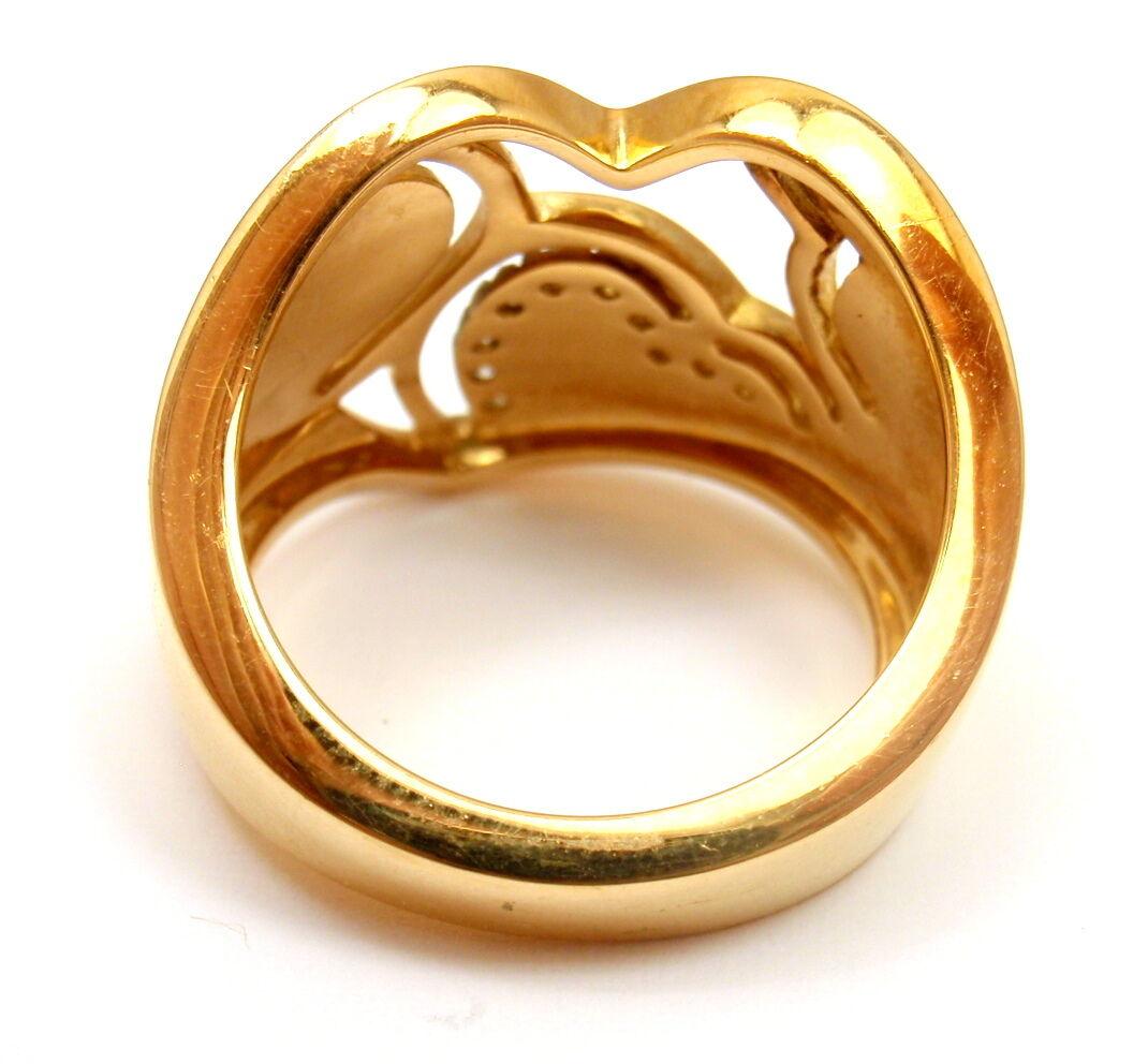 Roberto Münze Capri Diamant Rosa Emaille Herz Gelbgold Ring für Damen oder Herren