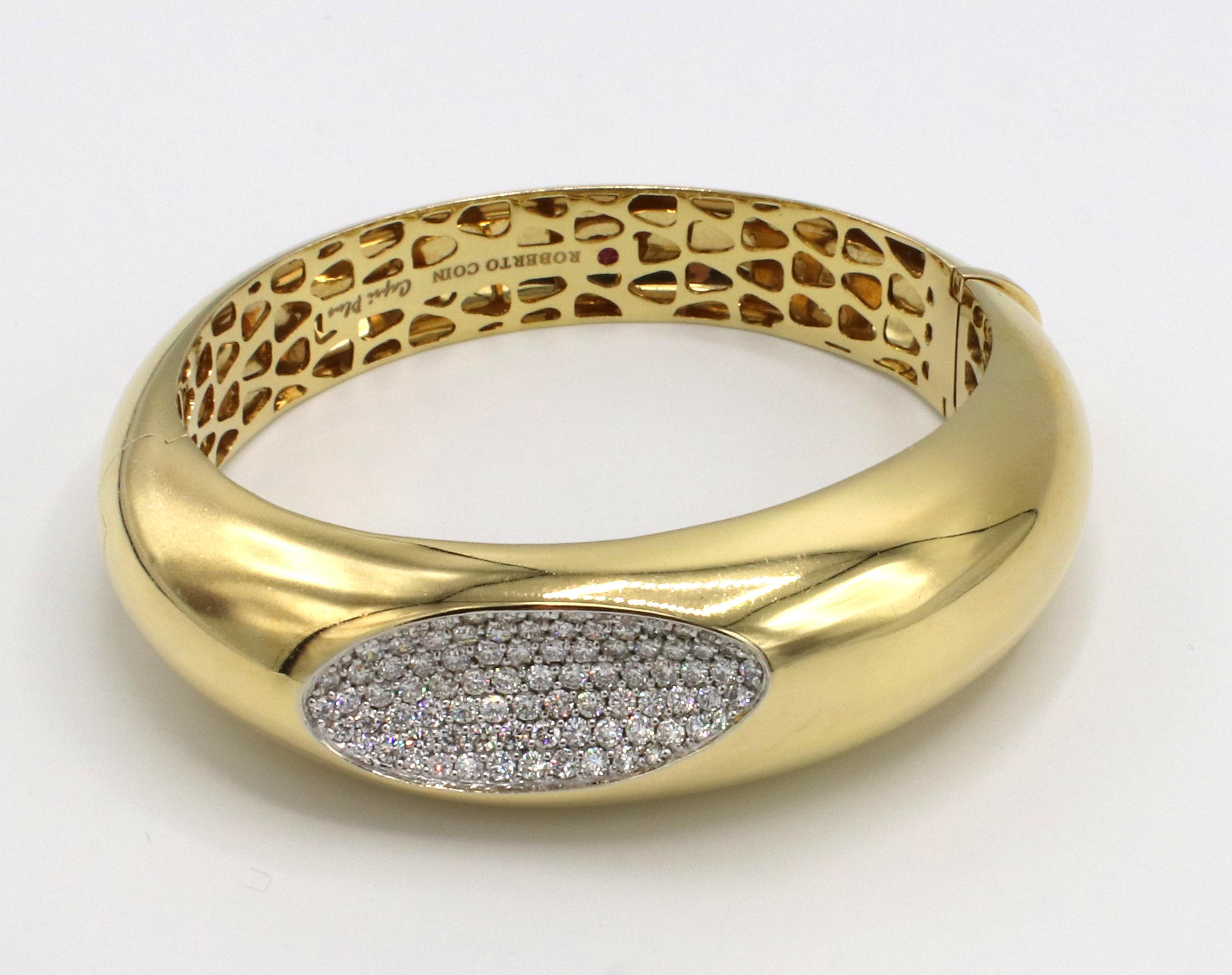 Roberto Coin Capri Plus 18 Karat Yellow Gold Pave Diamond Bangle Bracelet 1
