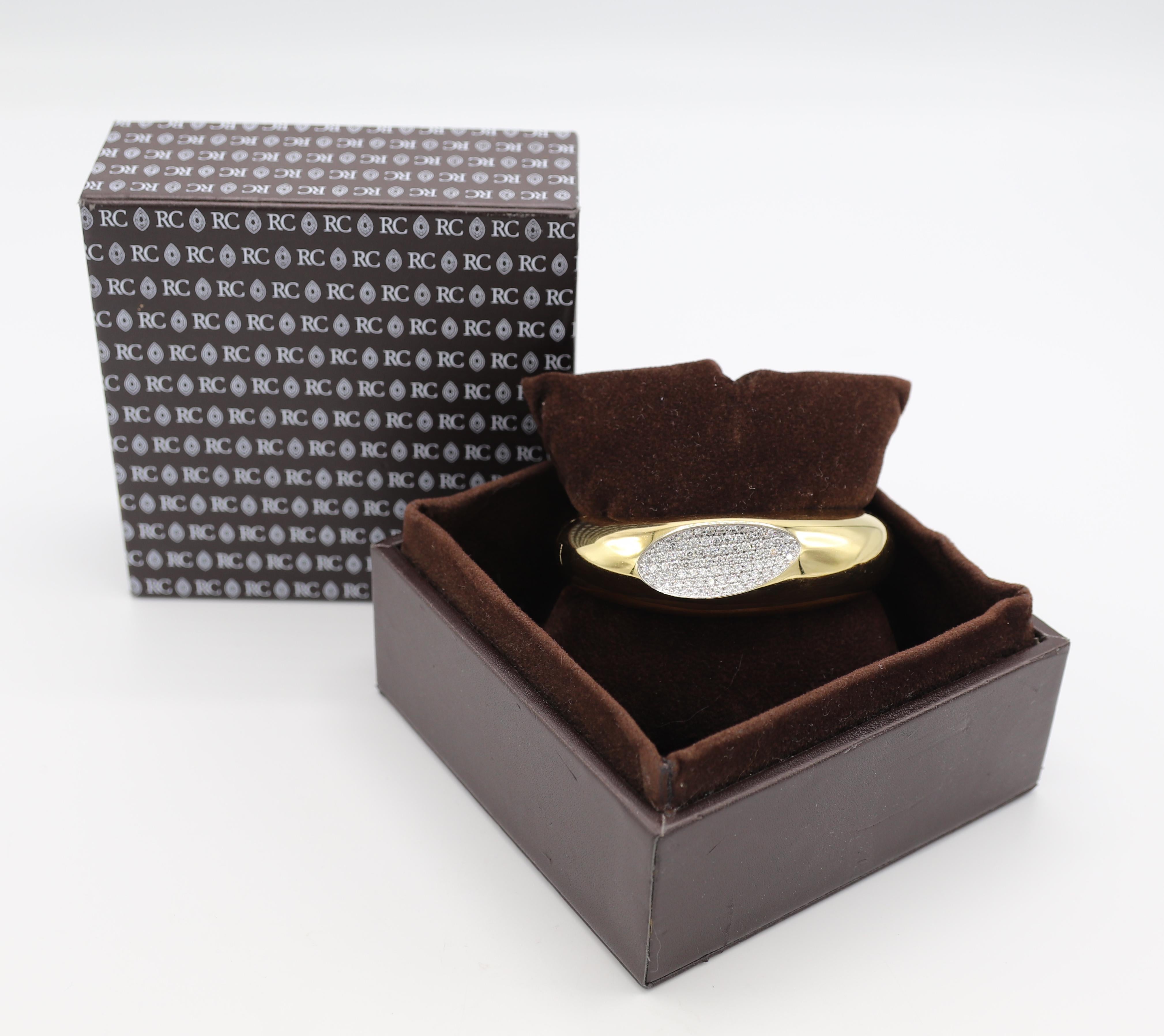 Roberto Coin Capri Plus 18 Karat Yellow Gold Pave Diamond Bangle Bracelet 3
