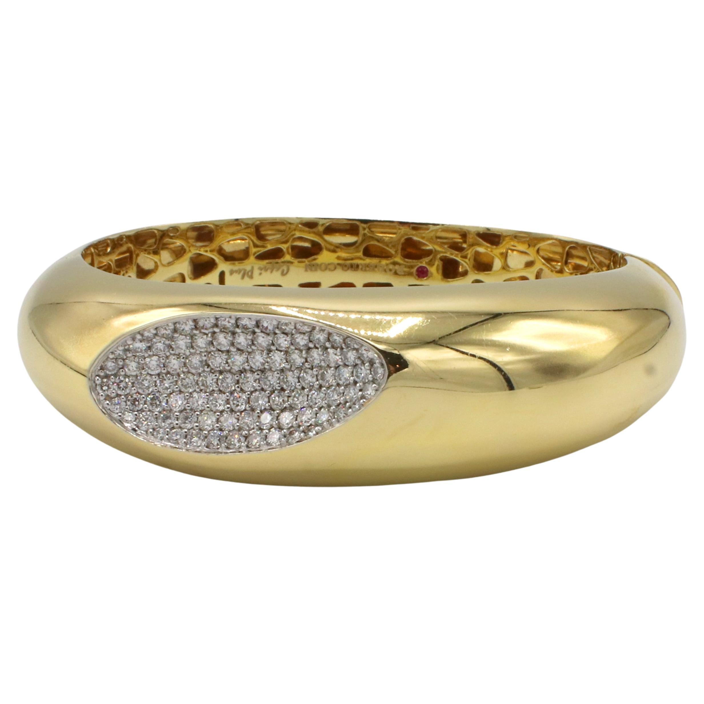 Roberto Coin Capri Plus 18 Karat Yellow Gold Pave Diamond Bangle Bracelet
