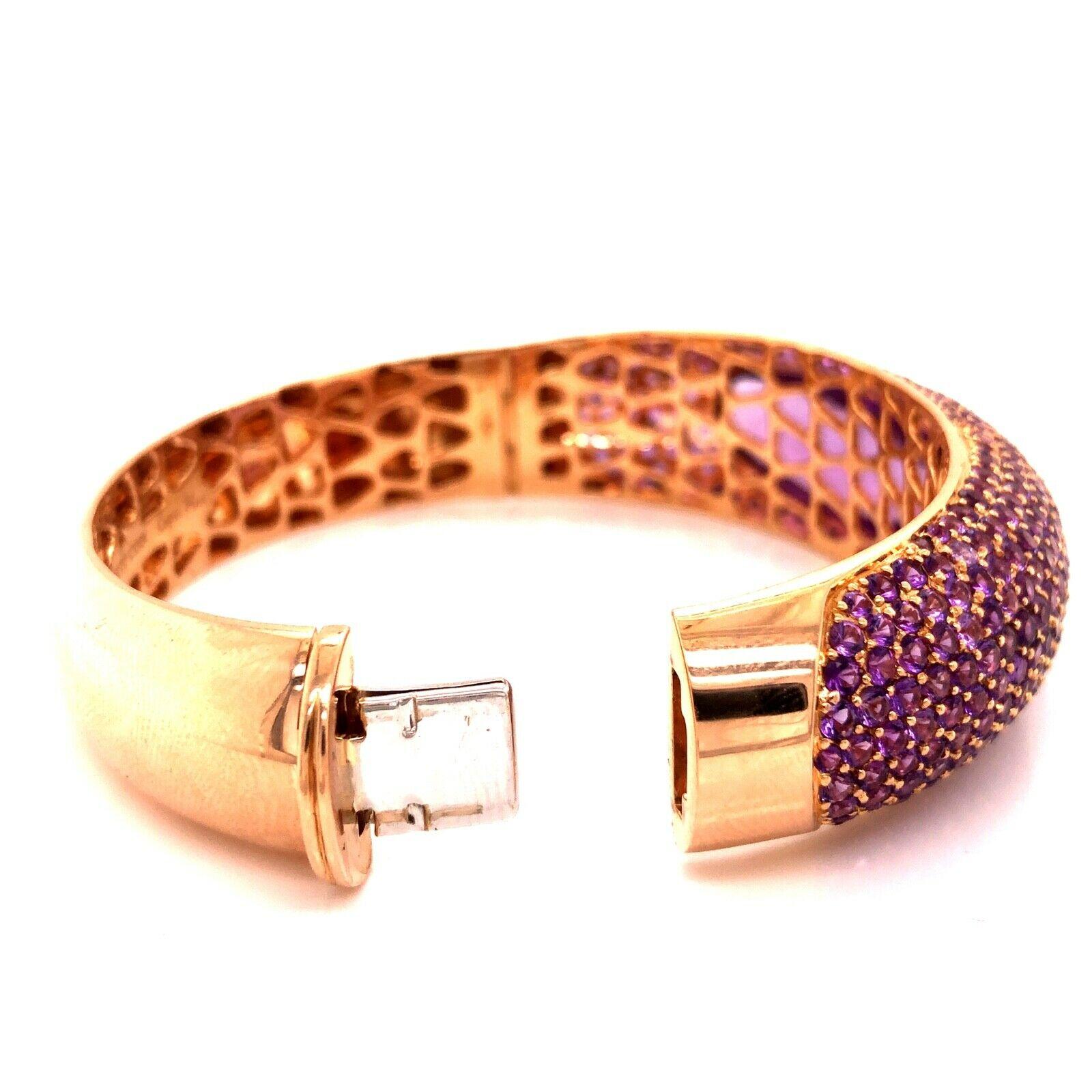 Roberto Coin Capri Plus 18 Karat Rose Gold Amethyst Large Bangle Bracelet In Excellent Condition In MIAMI, FL