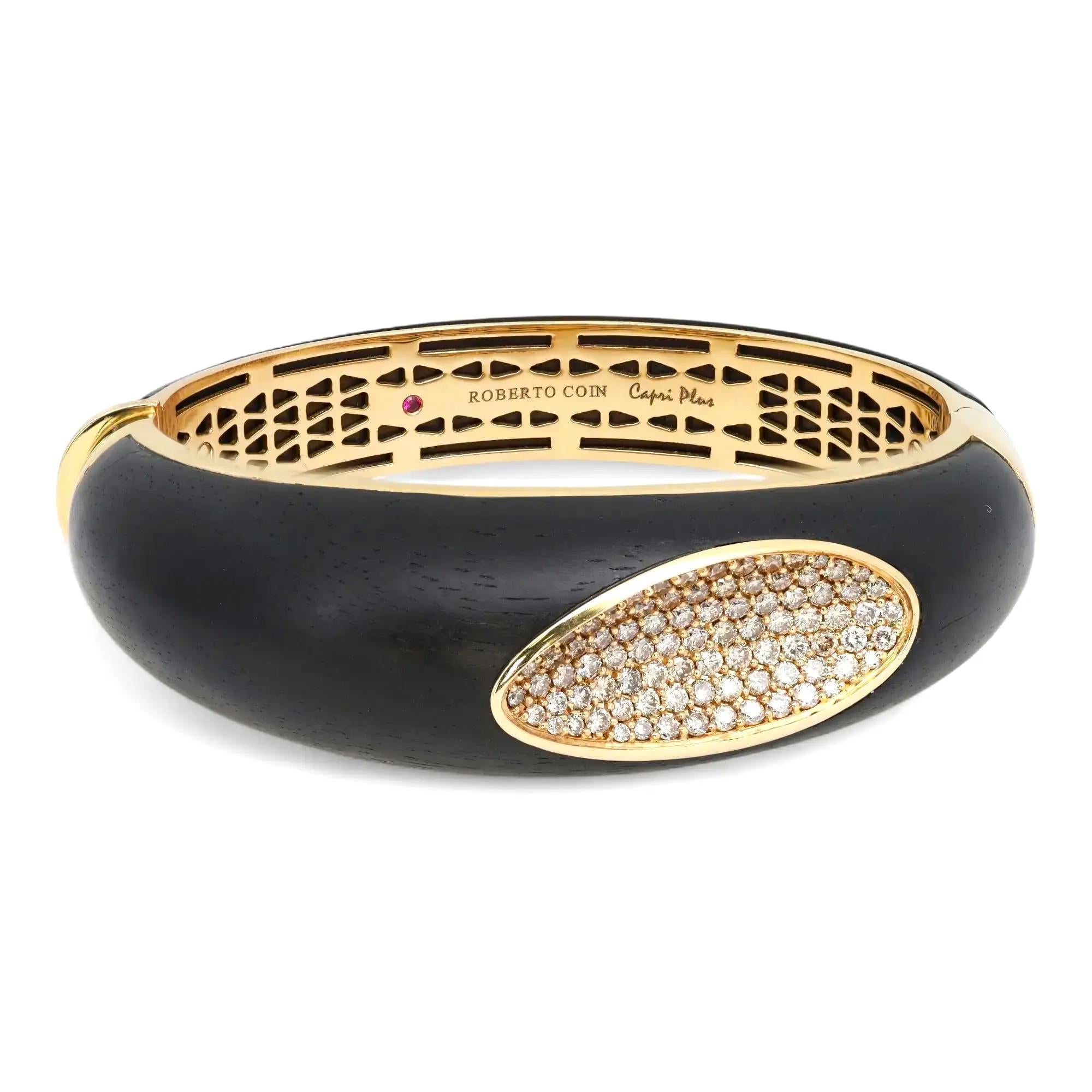 Eogbert Coin Roberto Coin 'Capri Plus' 2.30Ctw Diamond and Ebony Wood Bracelet 18K ...