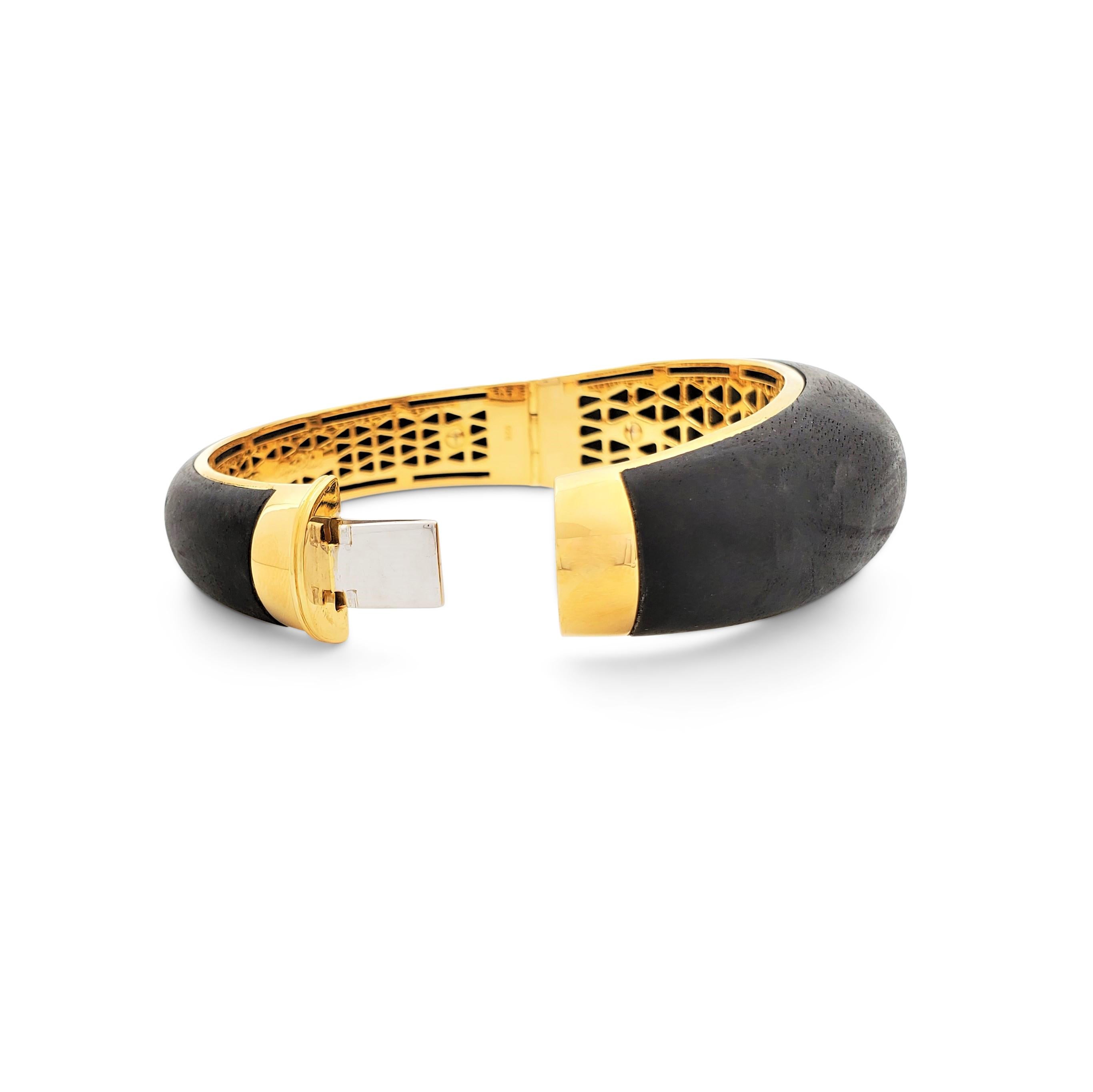 Round Cut Roberto Coin 'Capri Plus' Ebony Wood and Diamond Bangle Bracelet