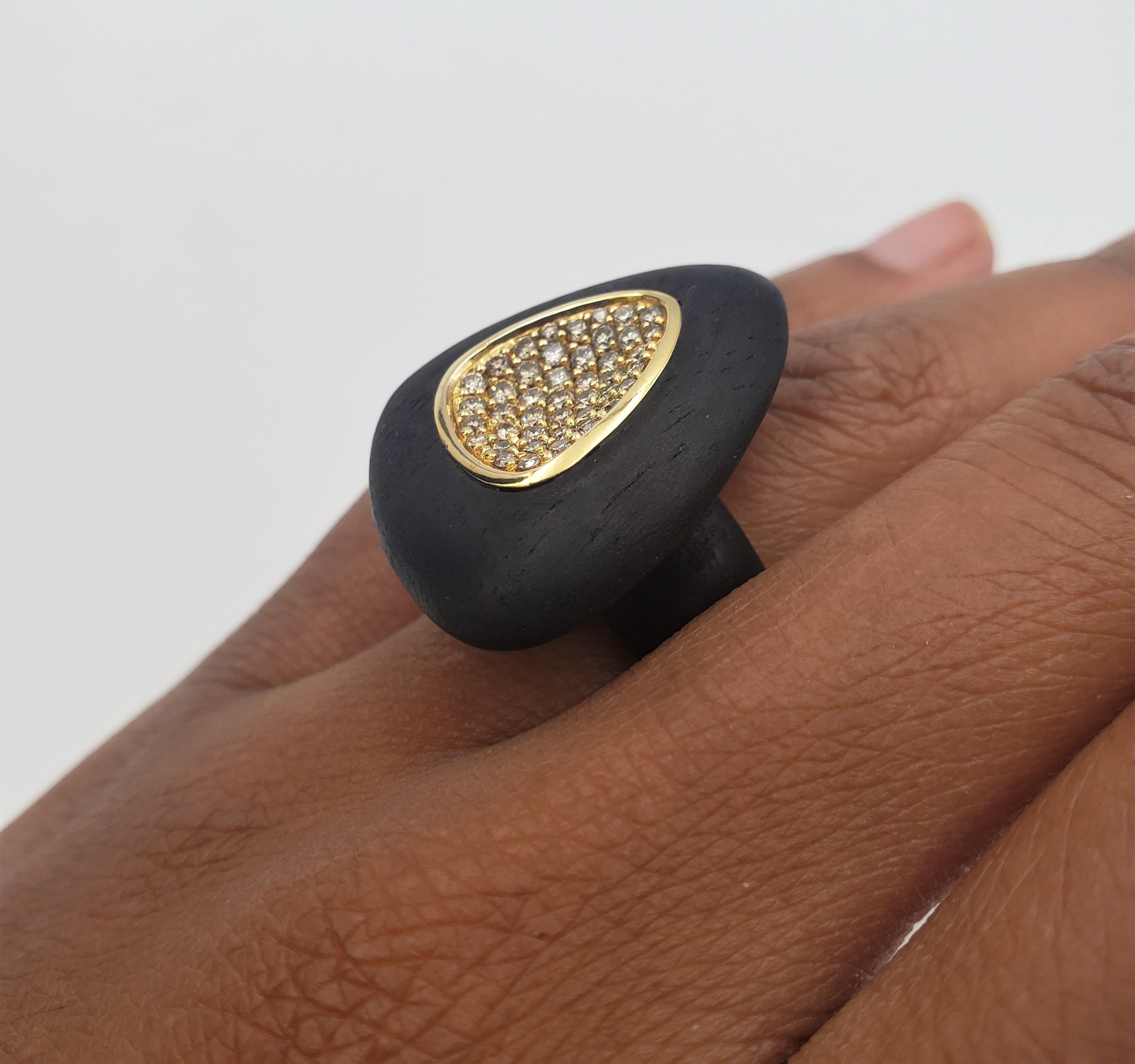 Women's Roberto Coin 'Capri Plus' Ebony Wood and Diamond Ring