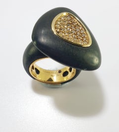 Roberto Coin "Capri Plus" Pavé of Diamonds in Ebony Setting and Gold